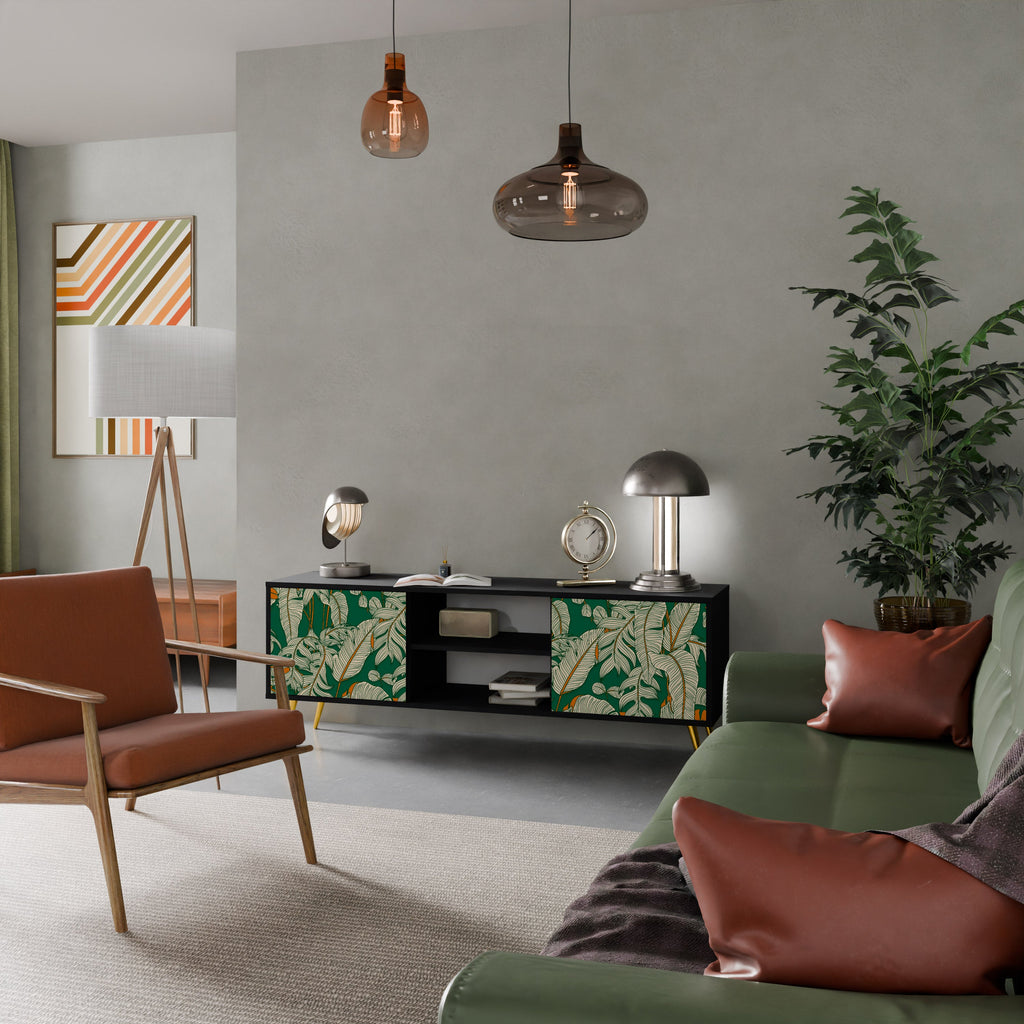 VERDANT PLEASURES 2-Door TV Stand in Black Finish