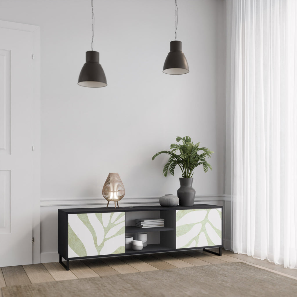 BOTANICAL SPARK TV-Lowboard mit 2 Türen in Schwarz