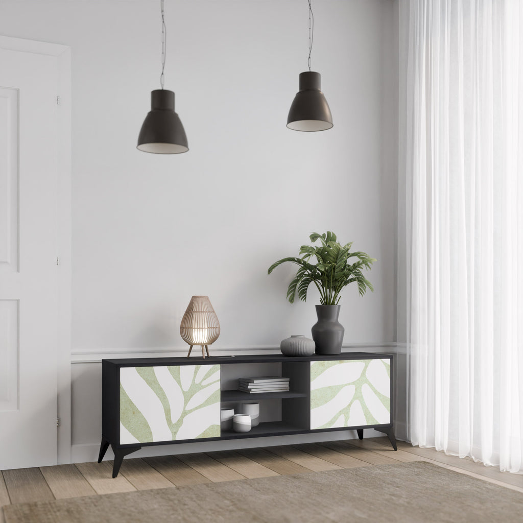 BOTANICAL SPARK TV-Lowboard mit 2 Türen in Schwarz