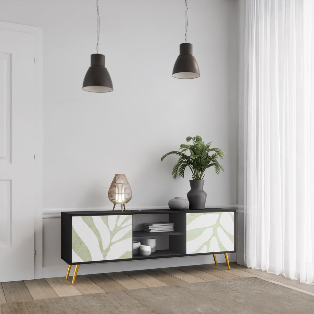 BOTANICAL SPARK TV-Lowboard mit 2 Türen in Schwarz