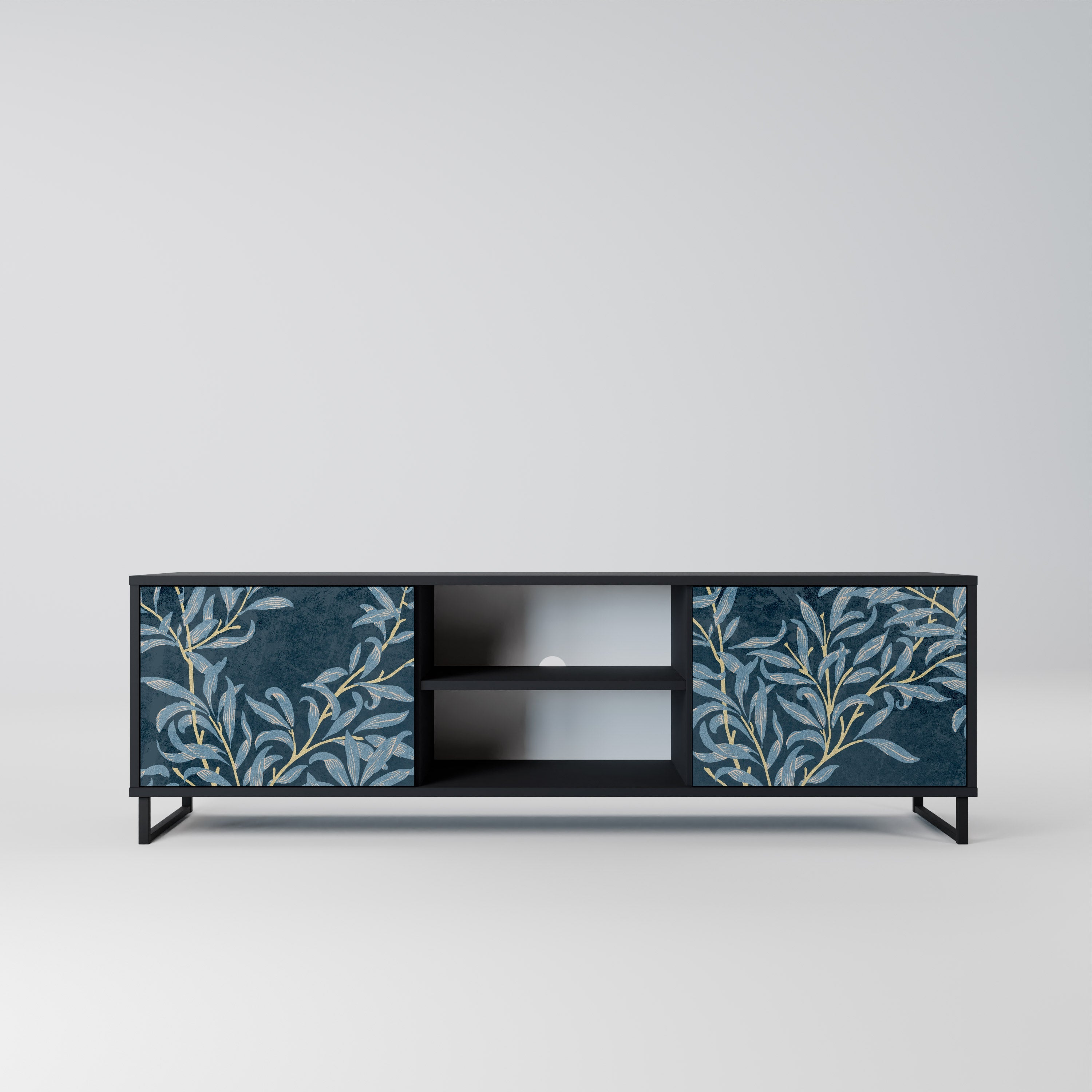 BLUE LEAVES TV-Lowboard mit 2 Türen in Schwarz
