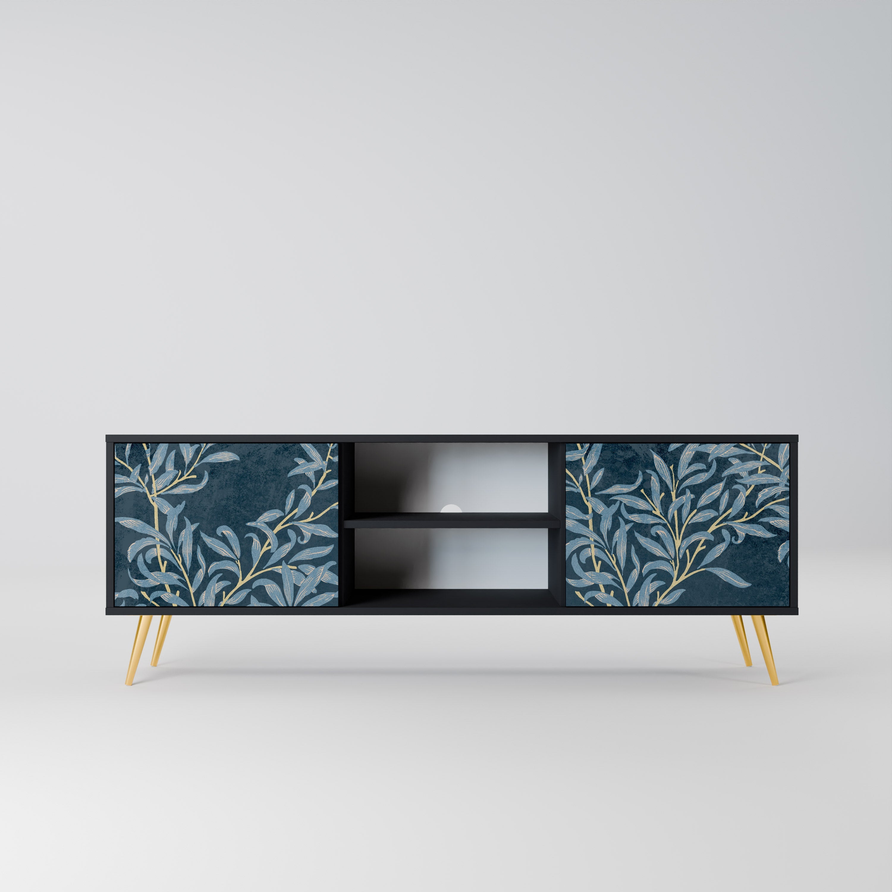 BLUE LEAVES TV-Lowboard mit 2 Türen in Schwarz