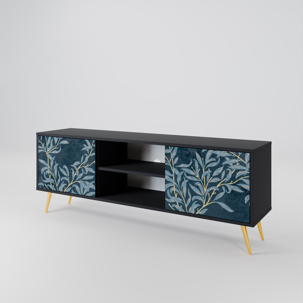 BLUE LEAVES TV-Lowboard mit 2 Türen in Schwarz