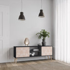 LEAVES ON BEIGE TV-Lowboard mit 2 Türen in Schwarz