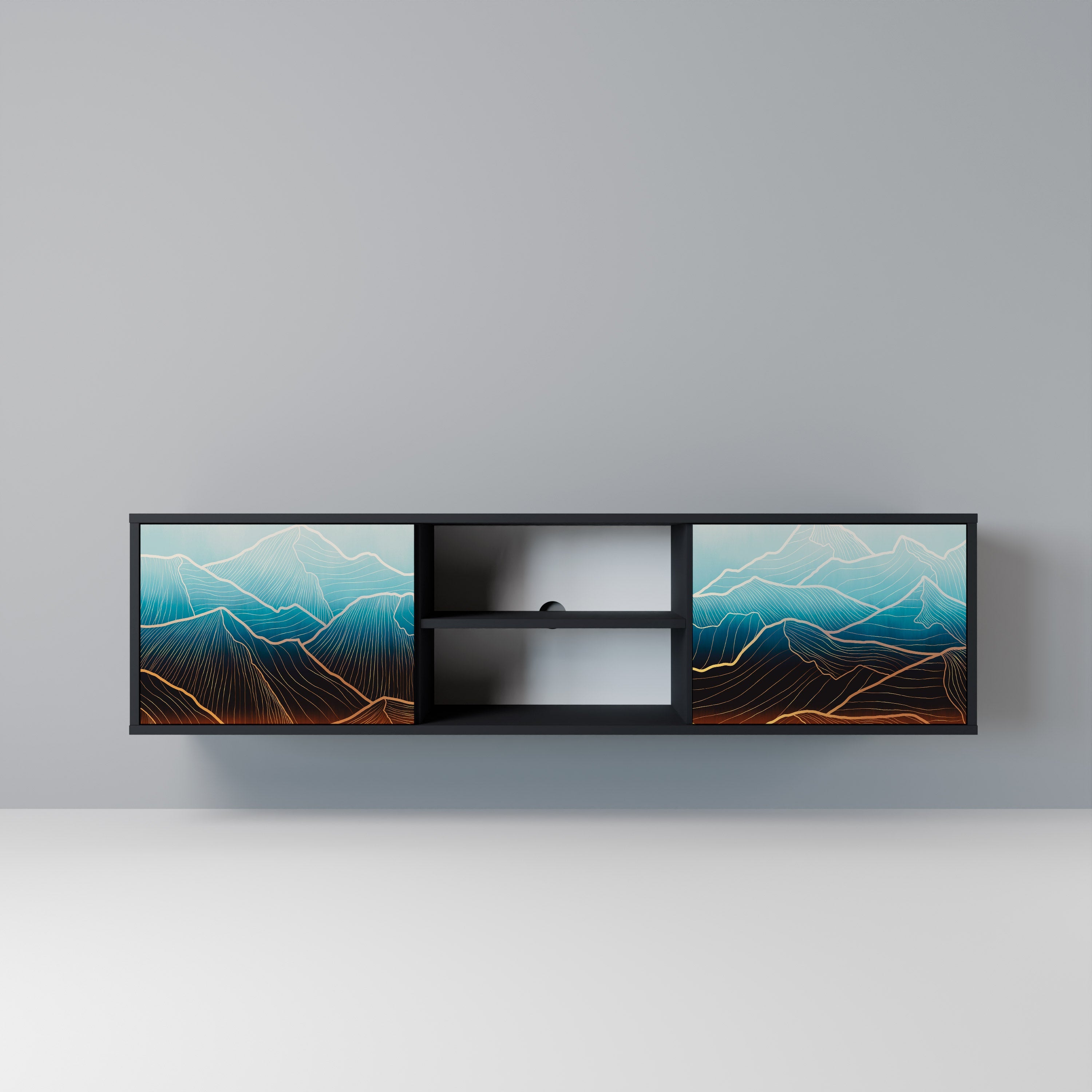 LUNAR SECRETS TV-Lowboard mit 2 Türen in Schwarz