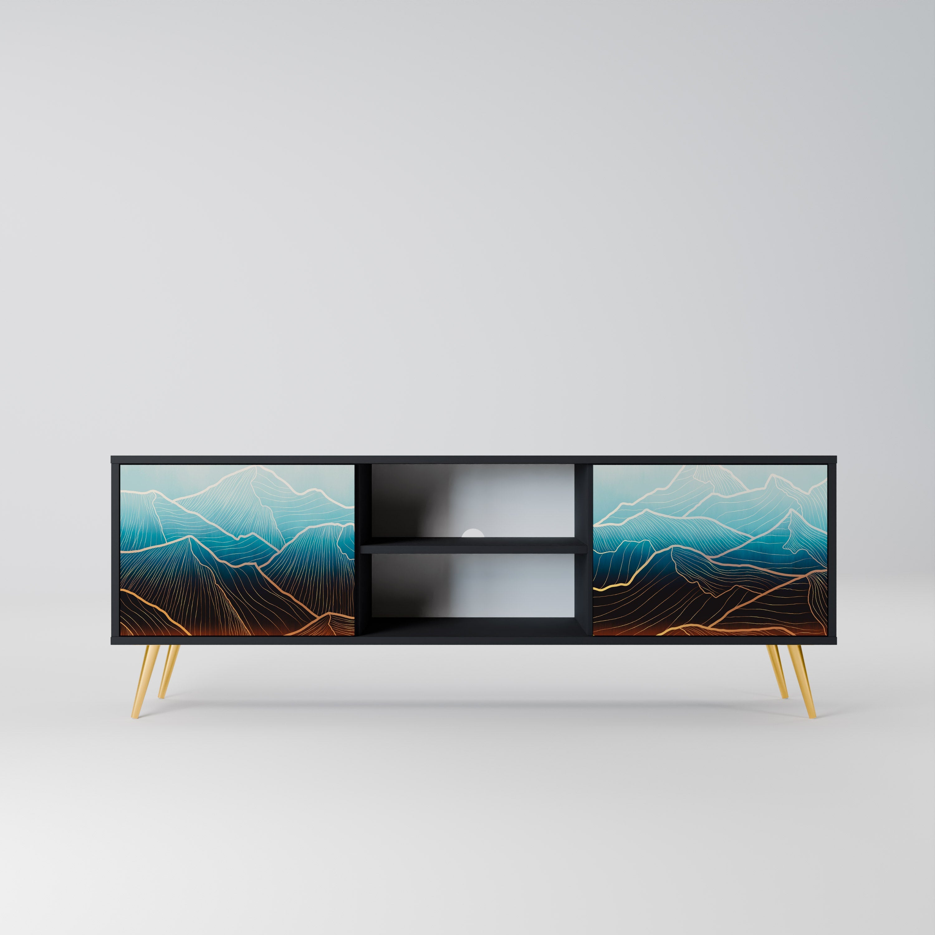 LUNAR SECRETS TV-Lowboard mit 2 Türen in Schwarz