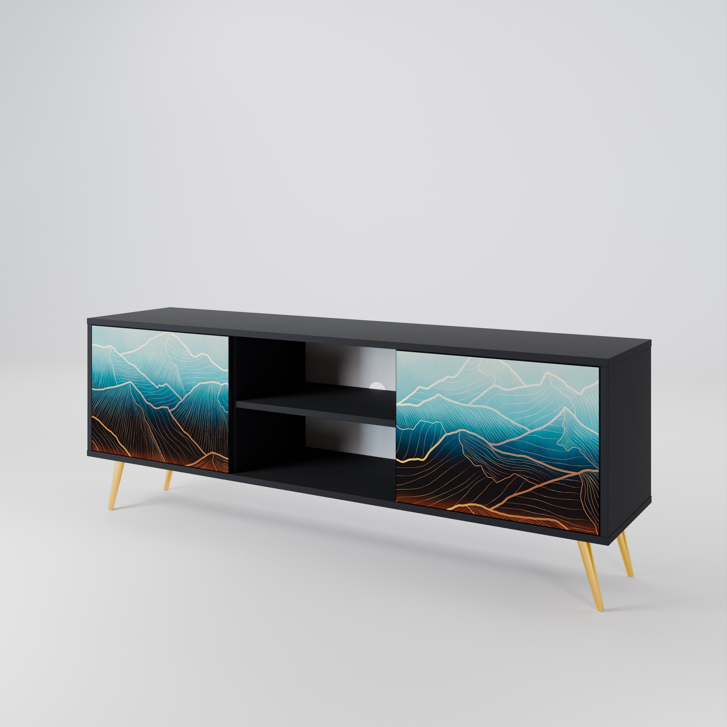 LUNAR SECRETS TV-Lowboard mit 2 Türen in Schwarz