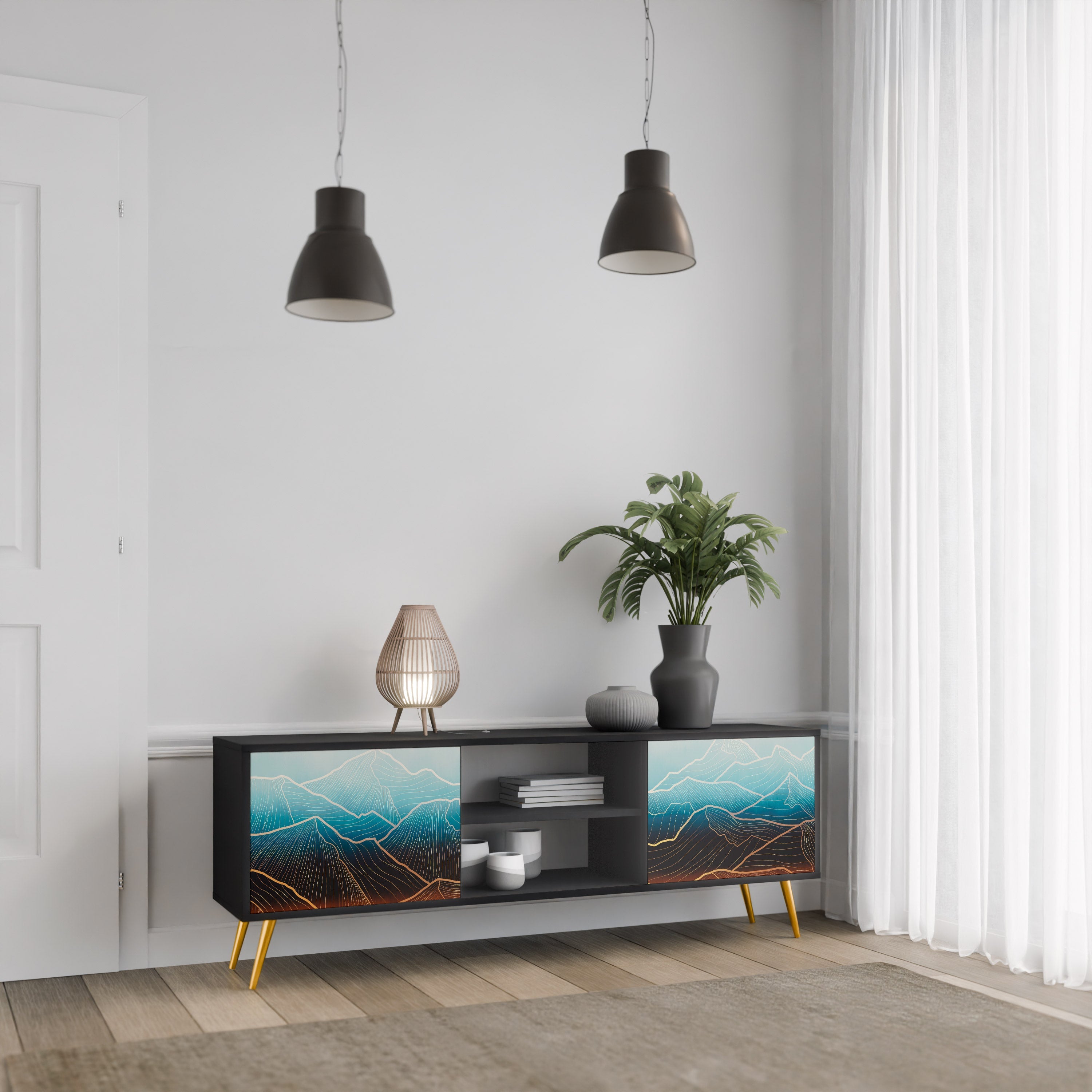 LUNAR SECRETS TV-Lowboard mit 2 Türen in Schwarz