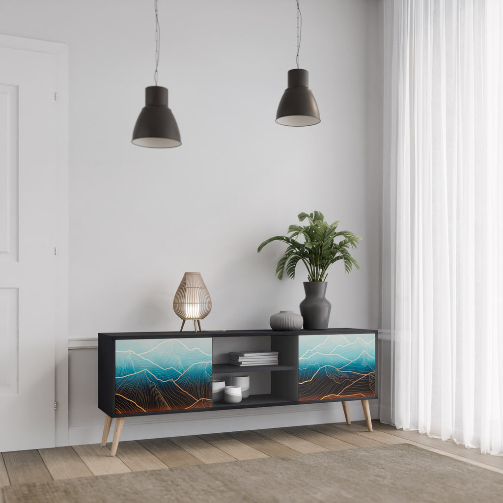 LUNAR SECRETS TV-Lowboard mit 2 Türen in Schwarz