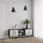 GREEN LEAFY STAMPS TV-Lowboard mit 2 Türen in Schwarz