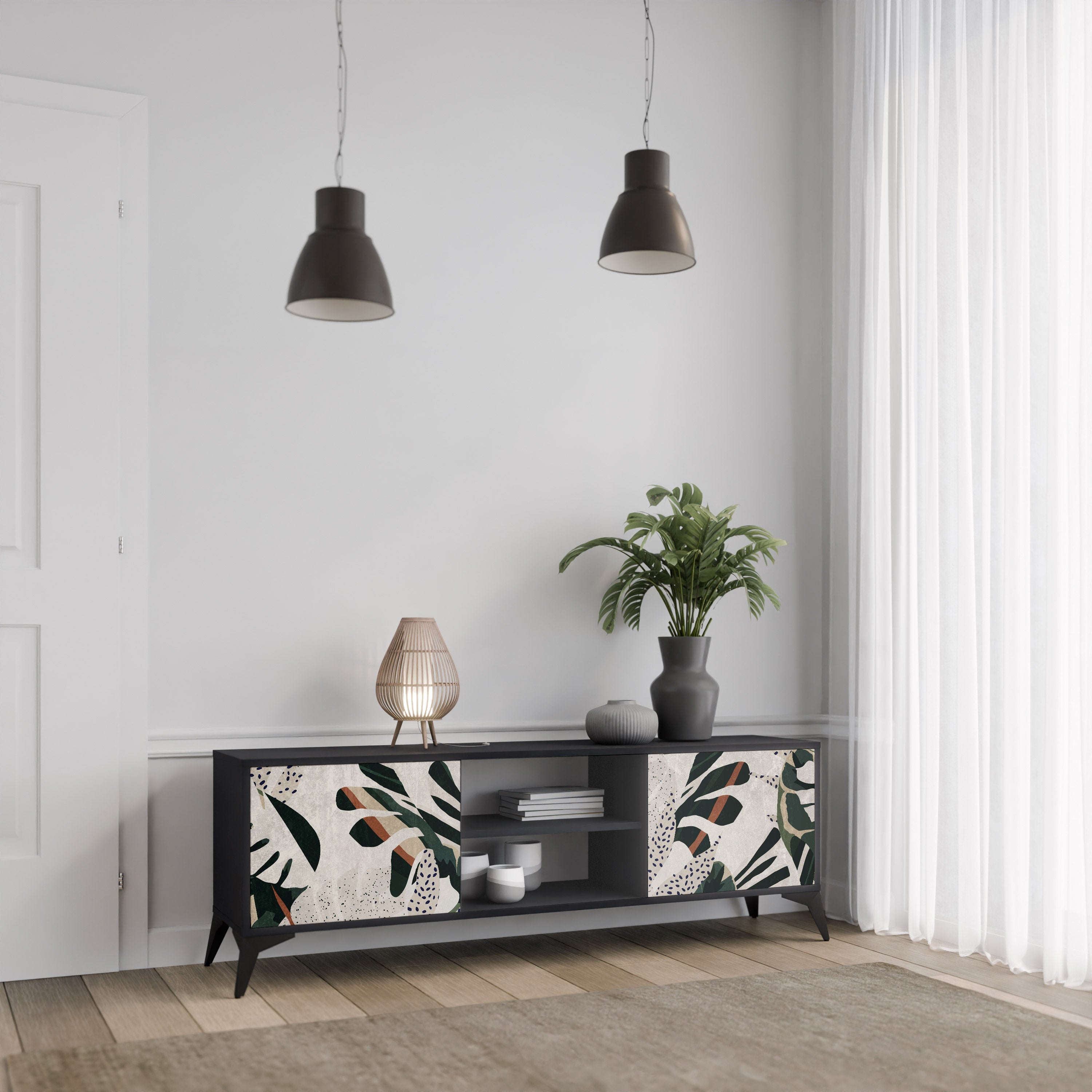 VERDURE FORMATION TV-Lowboard mit 2 Türen in Schwarz