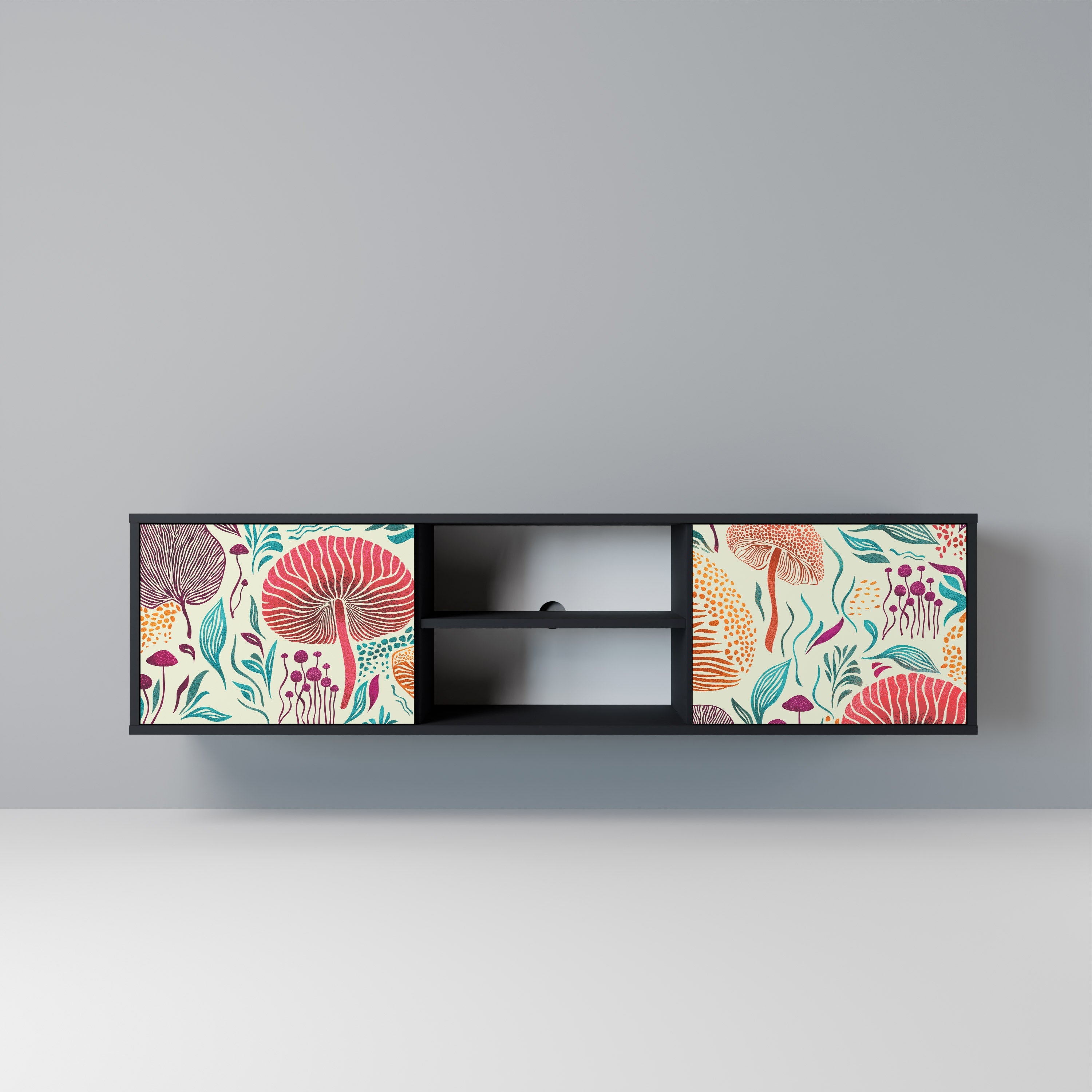 FUNGUS FANTASY TV-Lowboard mit 2 Türen in Schwarz