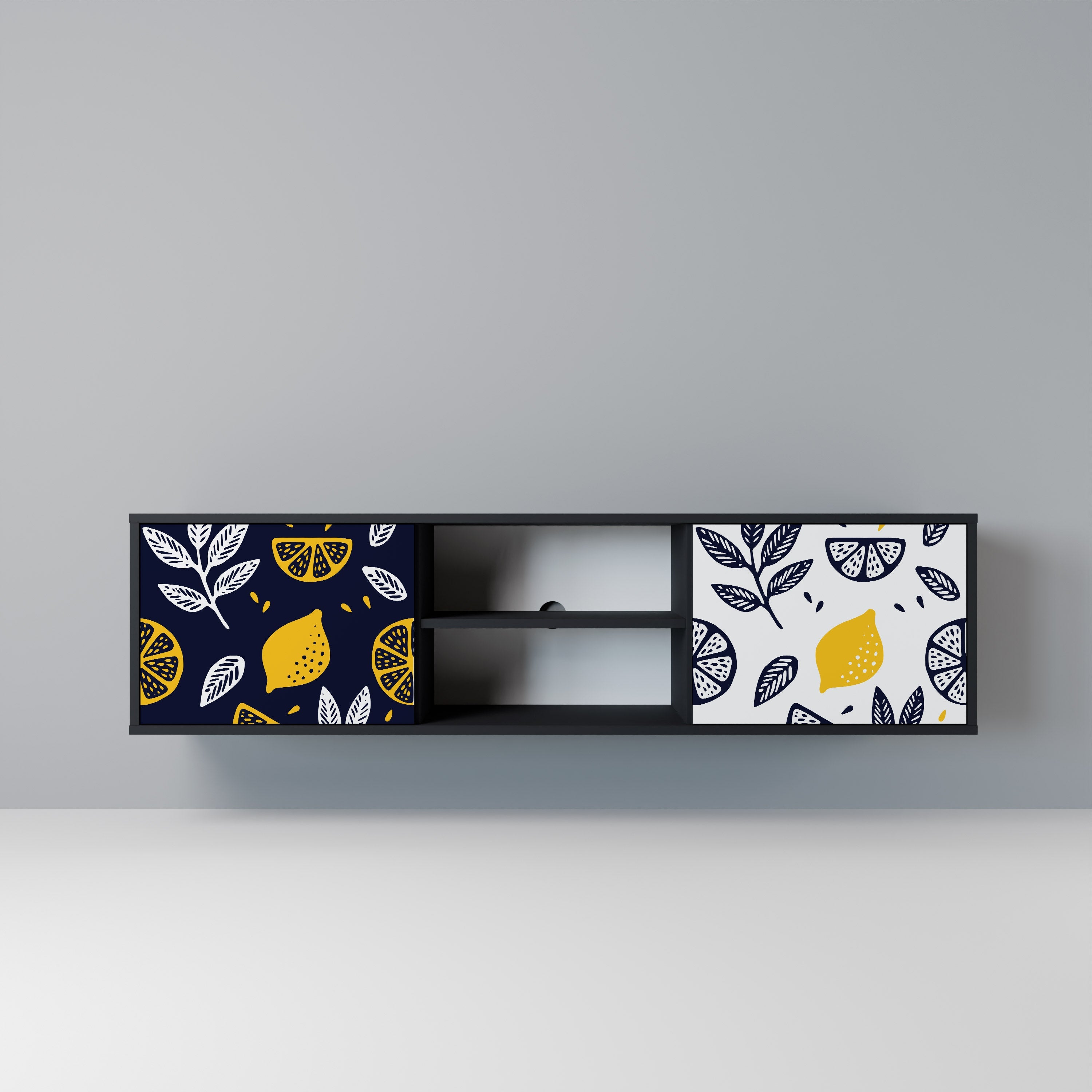 CITRUS BLACK AND WHITE TV-Lowboard mit 2 Türen in Schwarz