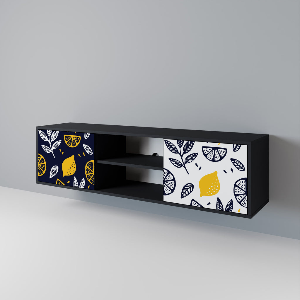 CITRUS BLACK AND WHITE TV-Lowboard mit 2 Türen in Schwarz