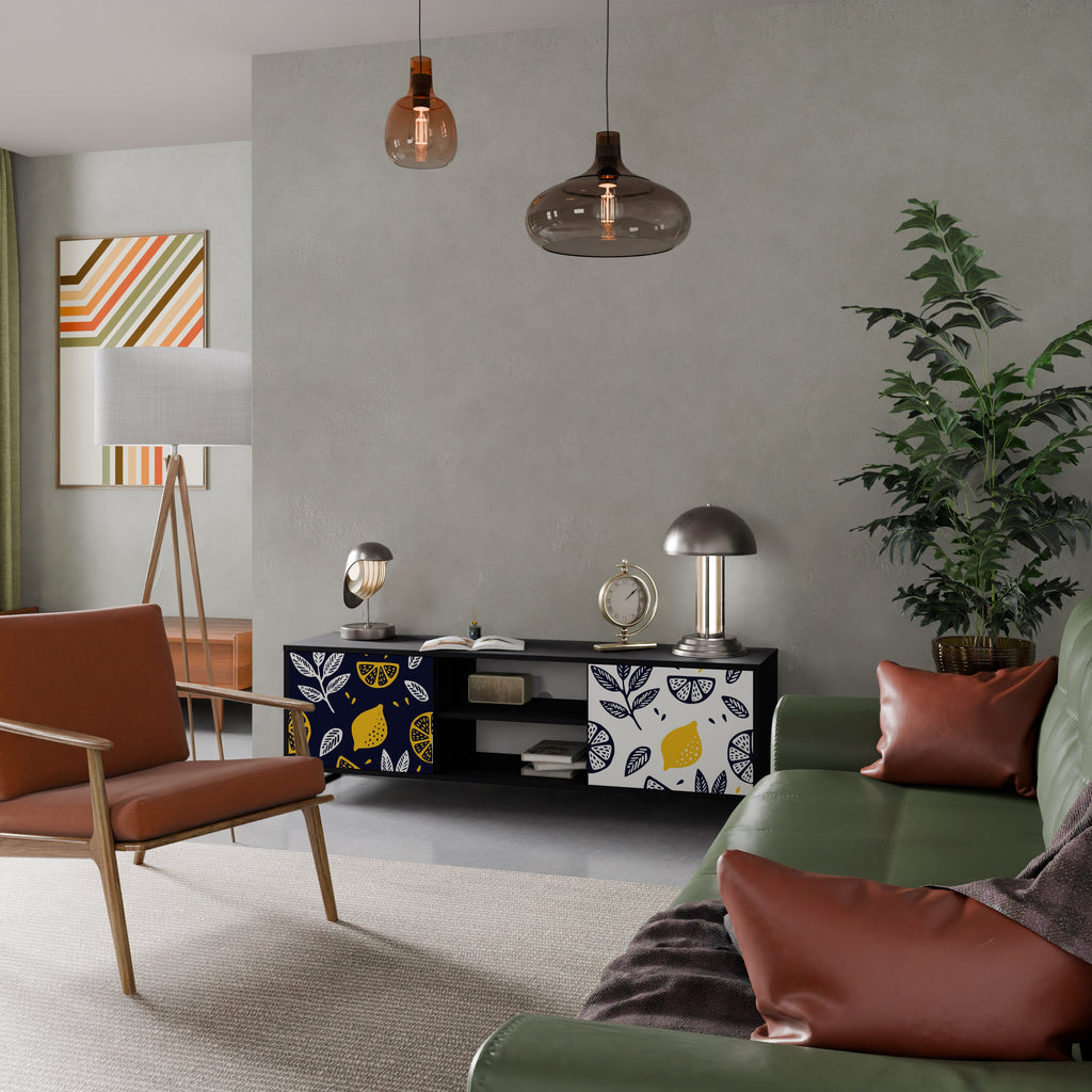 CITRUS BLACK AND WHITE TV-Lowboard mit 2 Türen in Schwarz