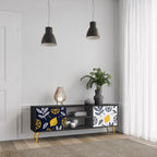 CITRUS BLACK AND WHITE TV-Lowboard mit 2 Türen in Schwarz