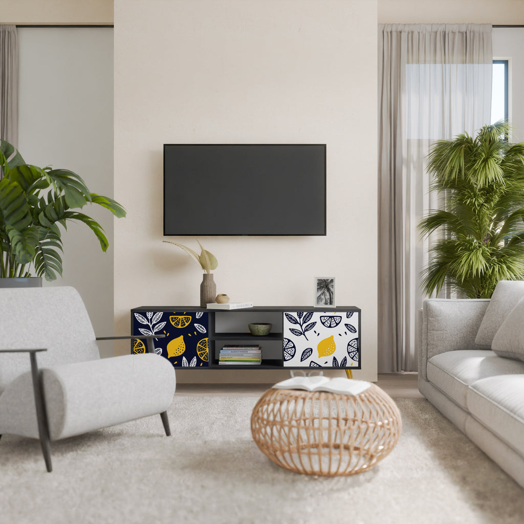 CITRUS BLACK AND WHITE TV-Lowboard mit 2 Türen in Schwarz