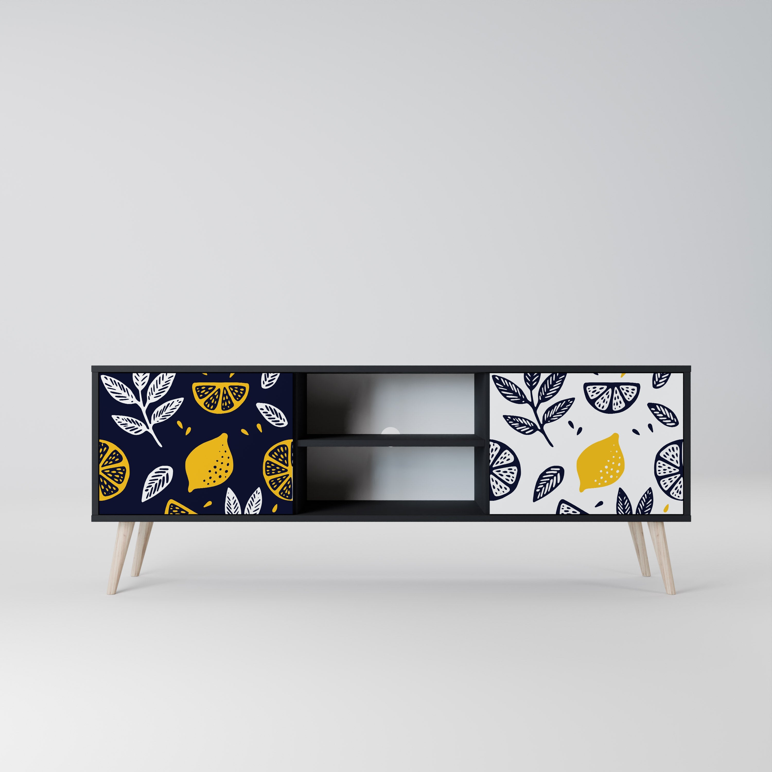 CITRUS BLACK AND WHITE TV-Lowboard mit 2 Türen in Schwarz