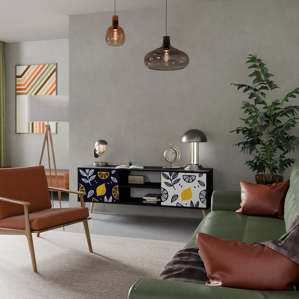 CITRUS BLACK AND WHITE TV-Lowboard mit 2 Türen in Schwarz