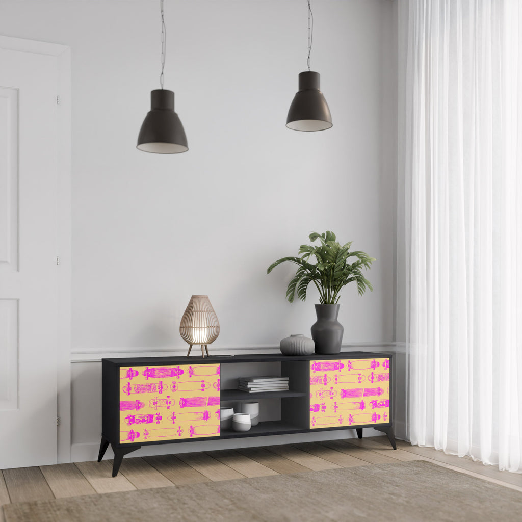 SKATEBOARD ARTISTRY TV-Lowboard mit 2 Türen in Schwarz