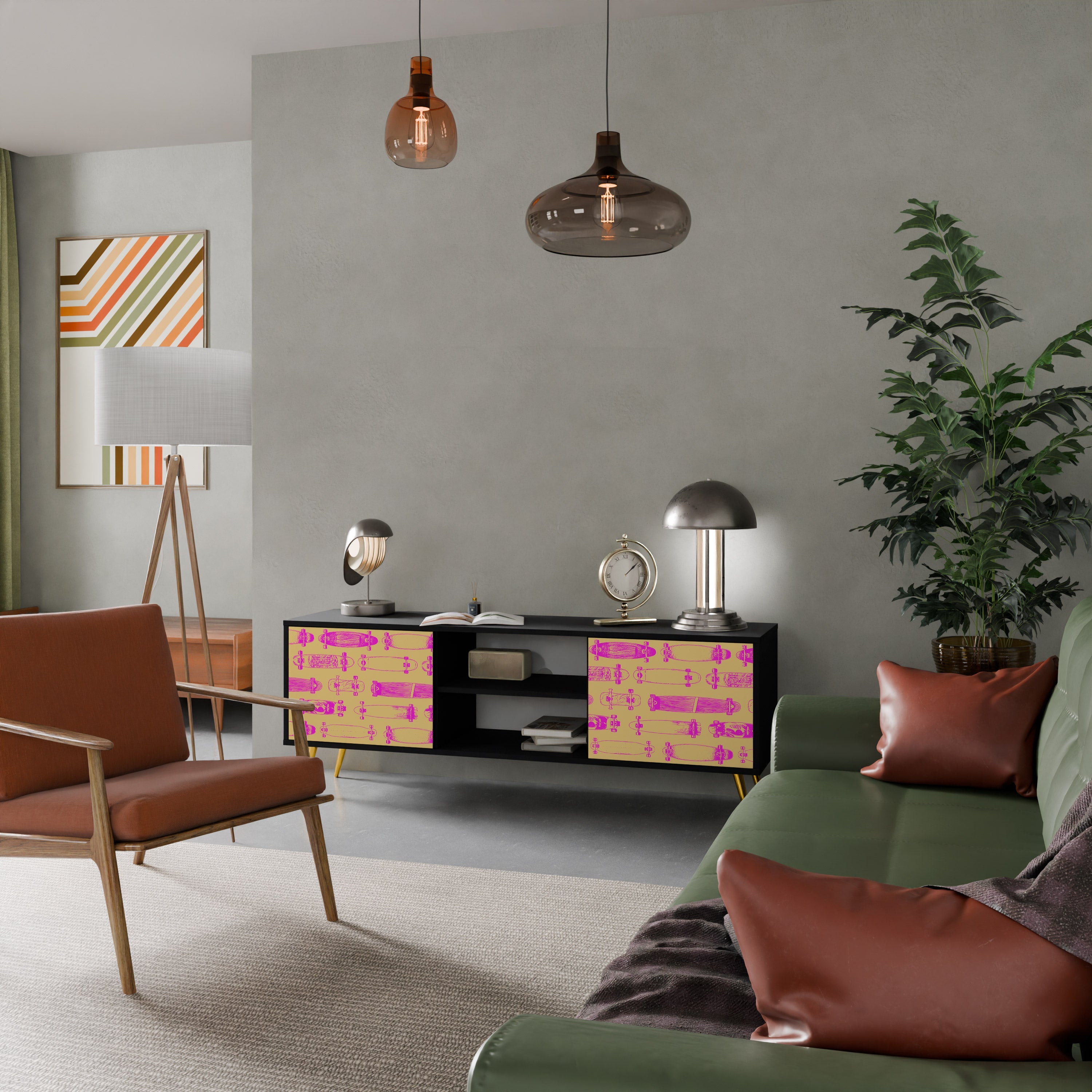 SKATEBOARD ARTISTRY TV-Lowboard mit 2 Türen in Schwarz