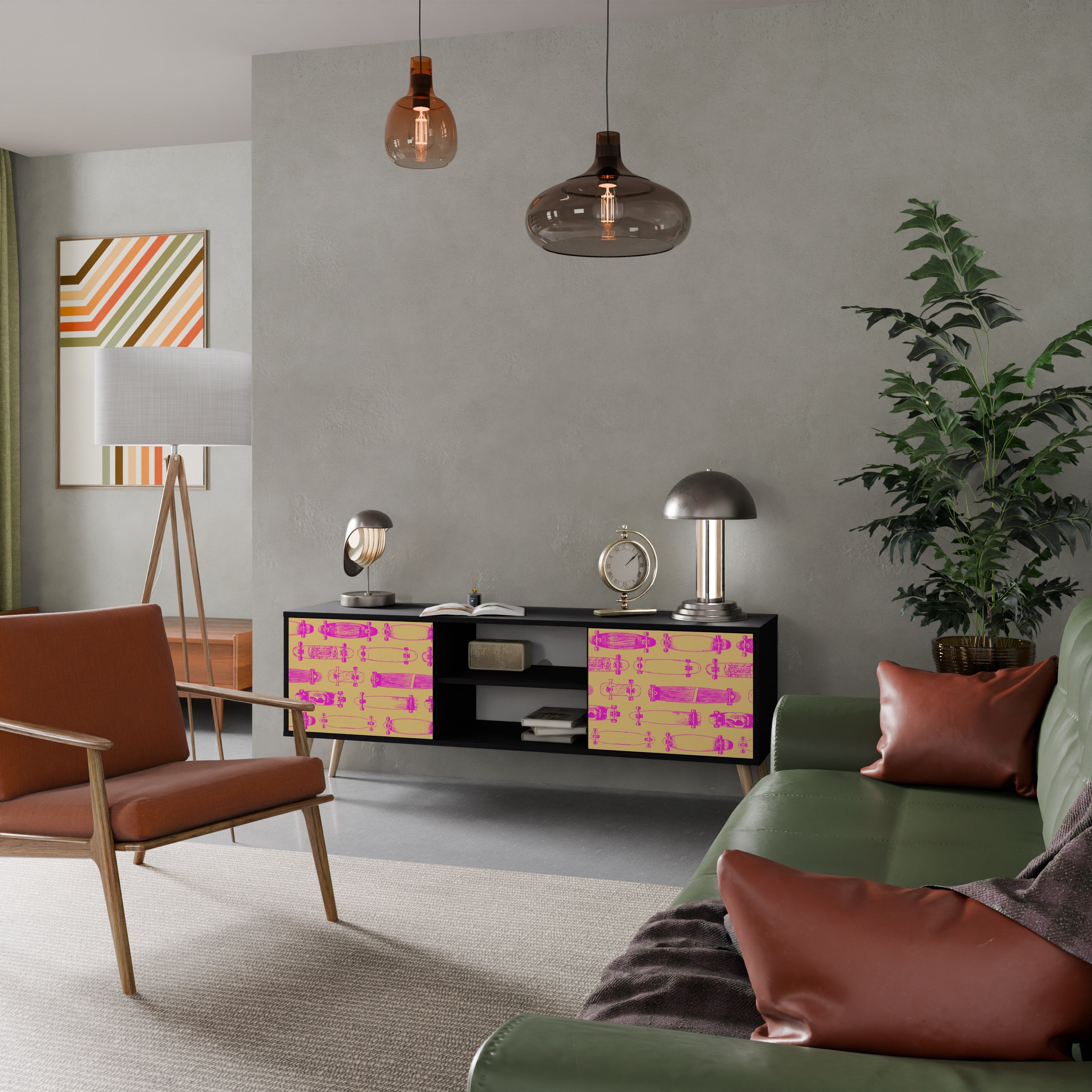 SKATEBOARD ARTISTRY TV-Lowboard mit 2 Türen in Schwarz