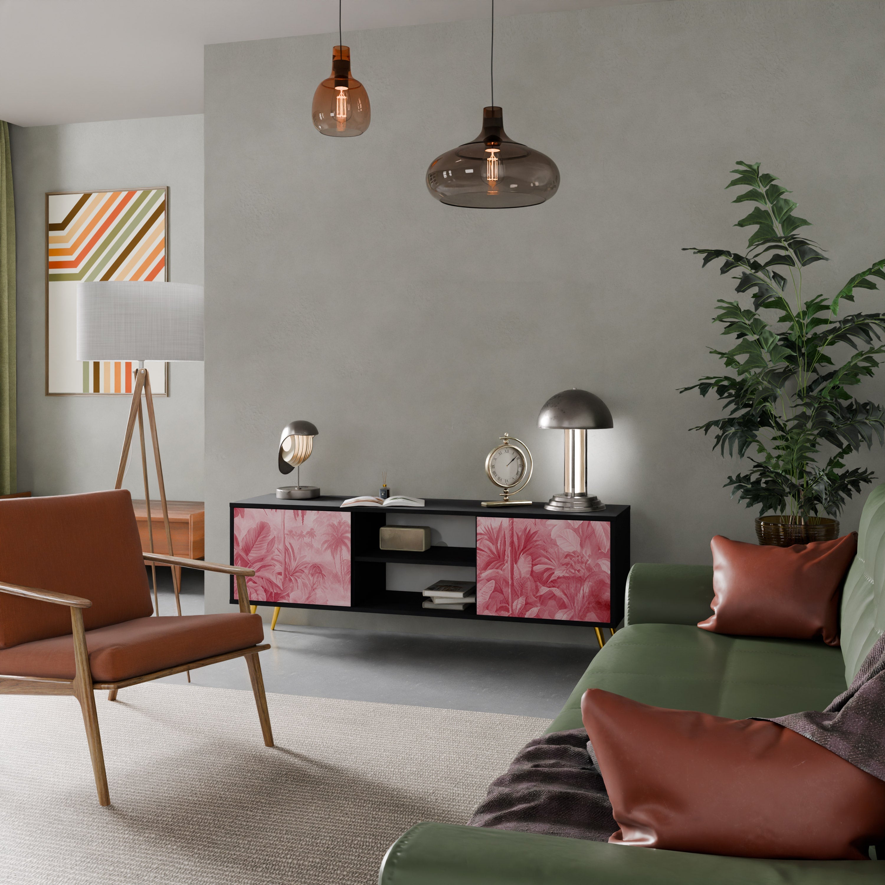 SWEET TROPICS TV-Lowboard mit 2 Türen in Schwarz