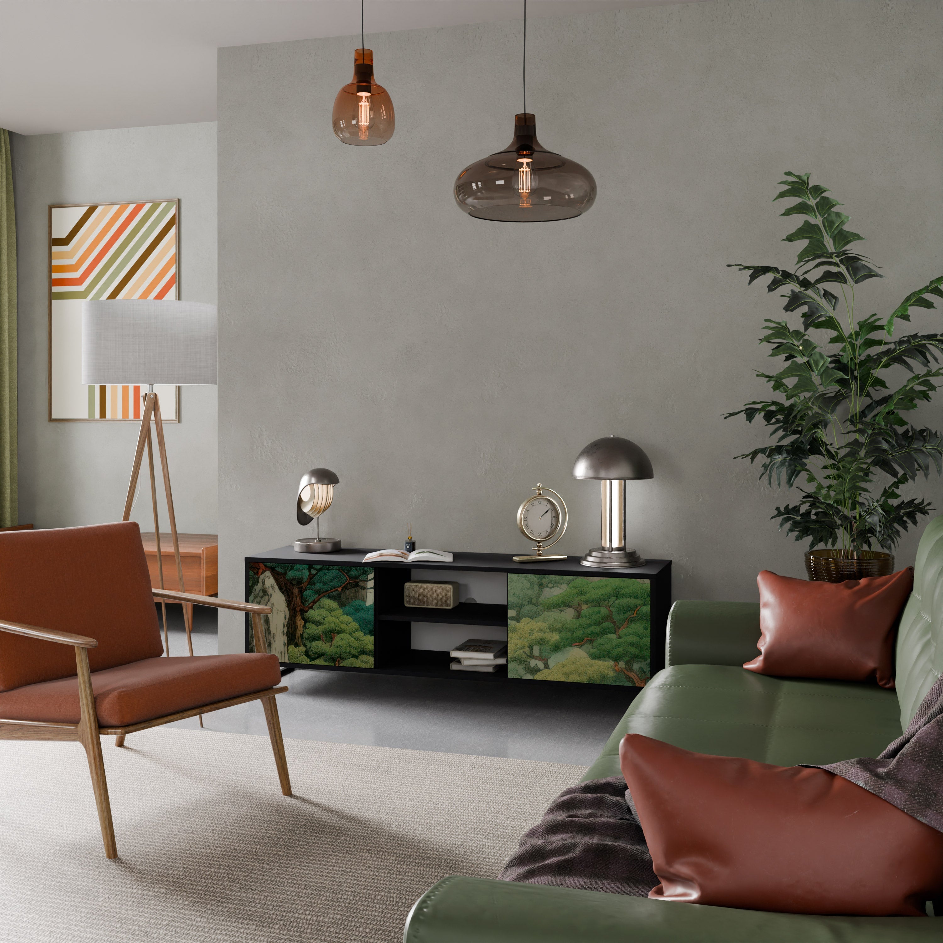 VERDURE ABYSS TV-Lowboard mit 2 Türen in Schwarz