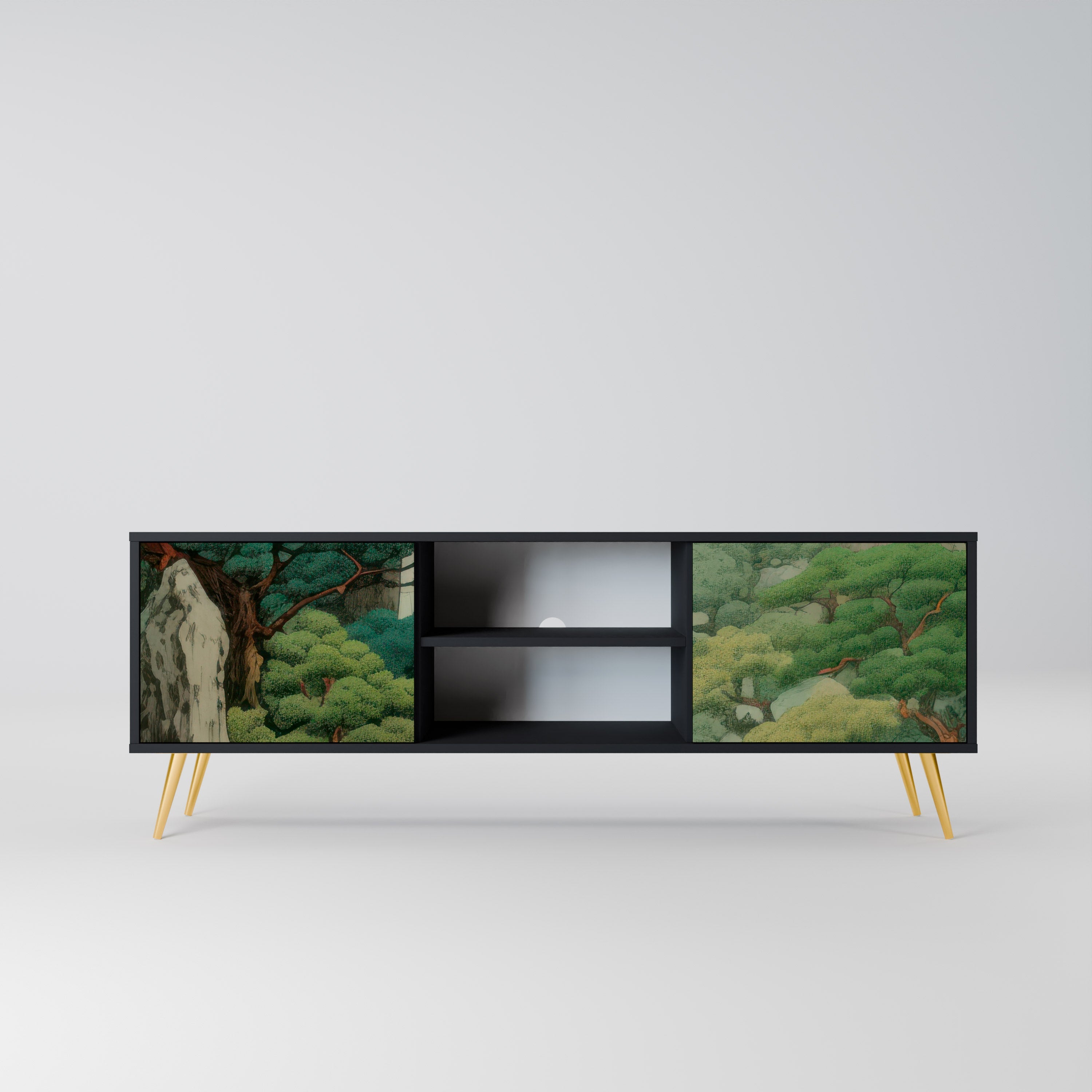 VERDURE ABYSS TV-Lowboard mit 2 Türen in Schwarz