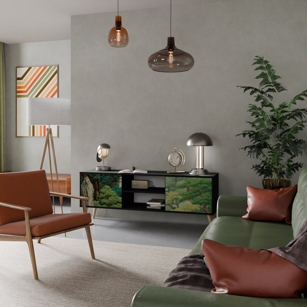 VERDURE ABYSS TV-Lowboard mit 2 Türen in Schwarz