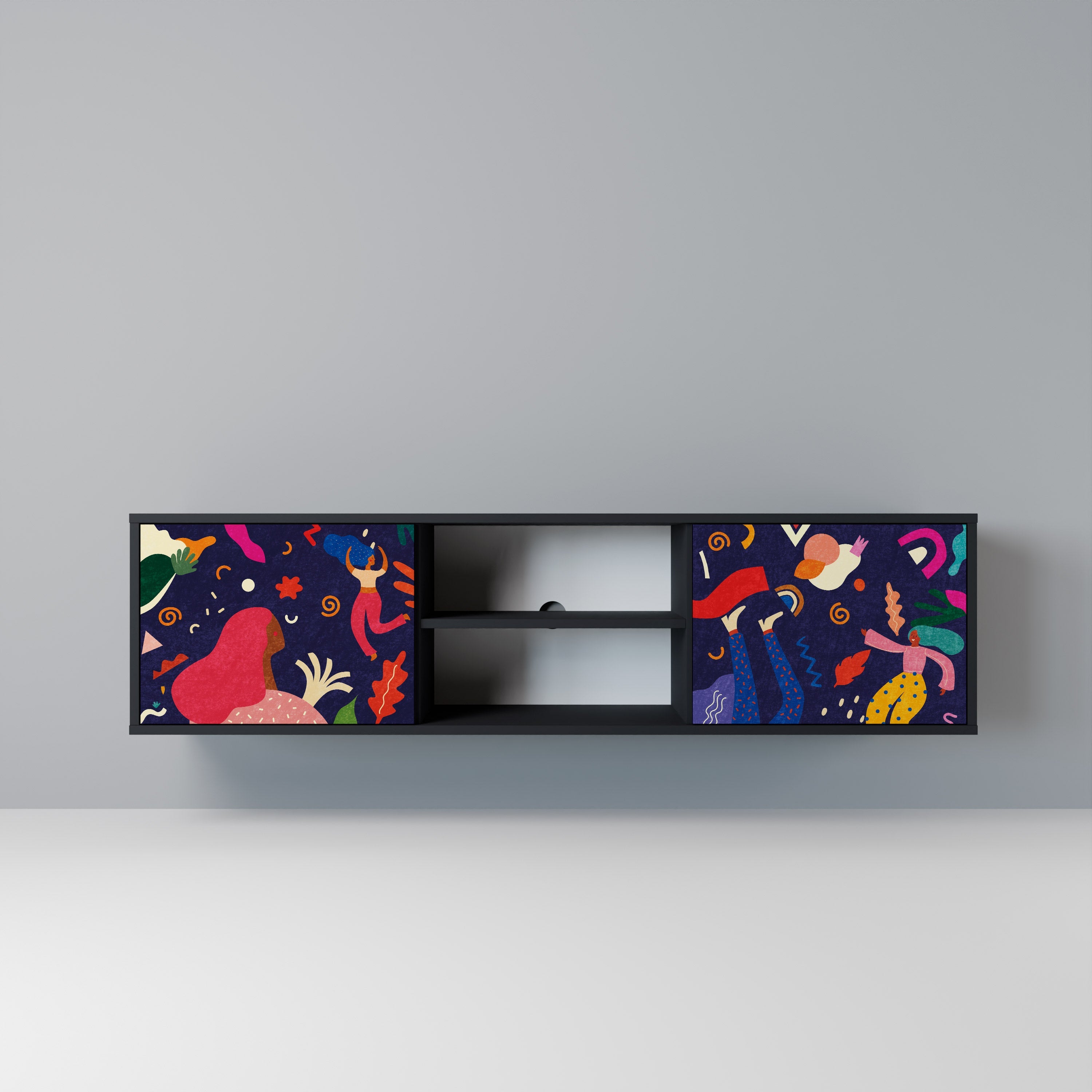 FESTIVE PLEASURES TV-Lowboard mit 2 Türen in Schwarz