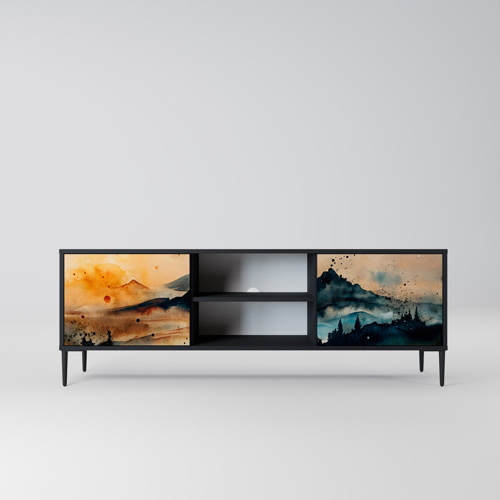OMINOUS MOUNTAINS TV-Lowboard mit 2 Türen in Schwarz