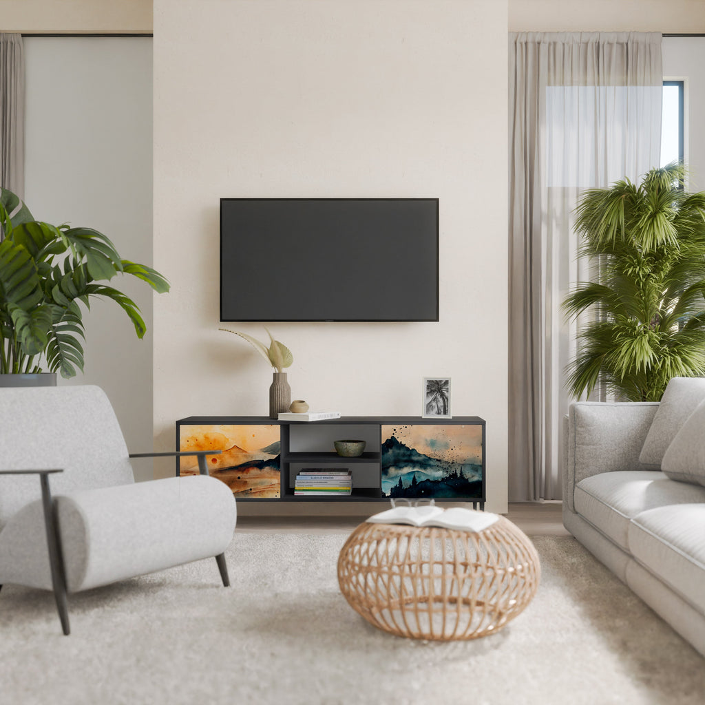 OMINOUS MOUNTAINS TV-Lowboard mit 2 Türen in Schwarz