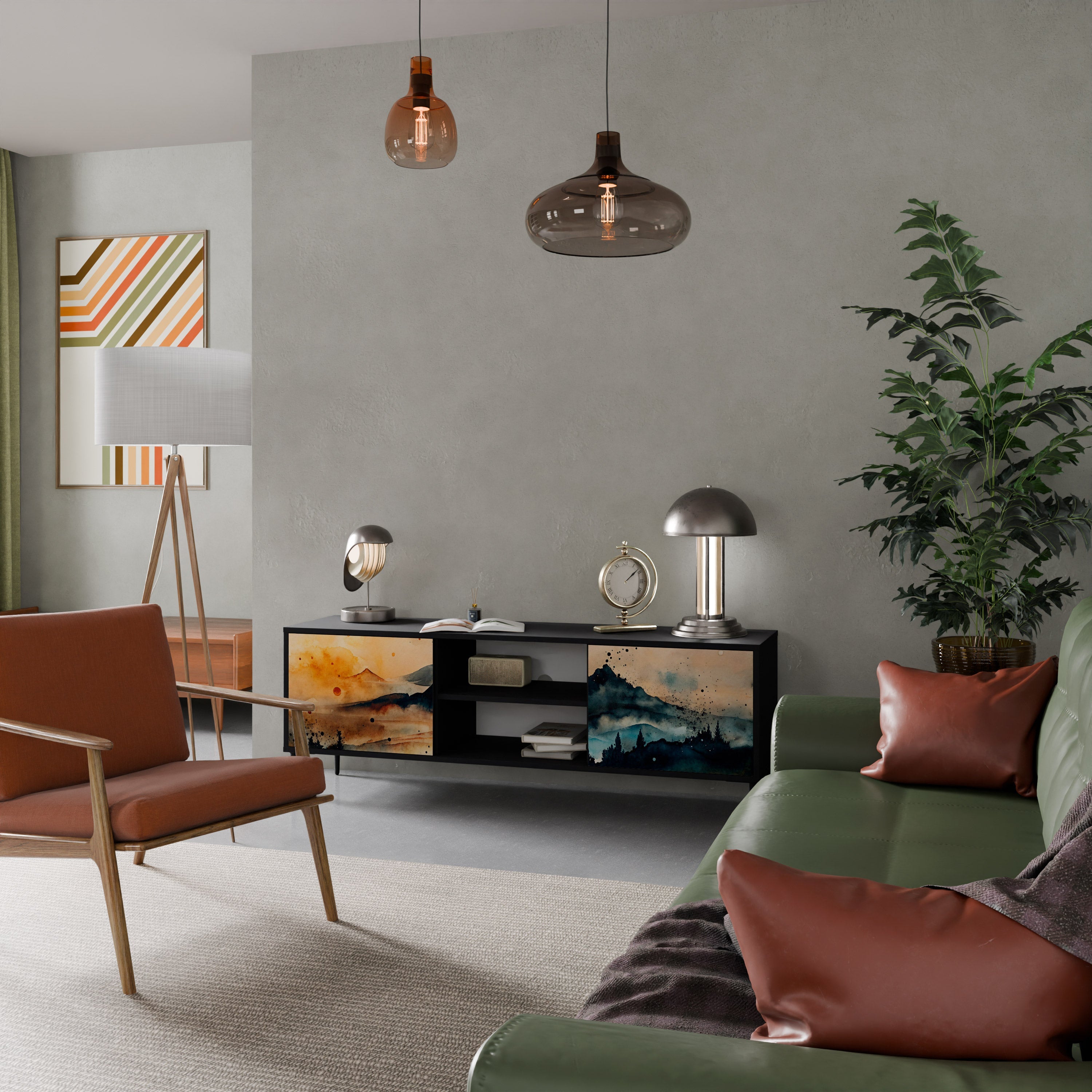 OMINOUS MOUNTAINS TV-Lowboard mit 2 Türen in Schwarz