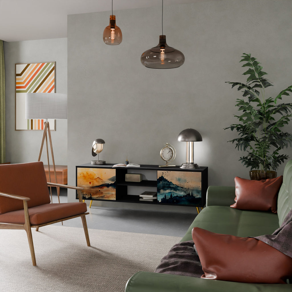 OMINOUS MOUNTAINS TV-Lowboard mit 2 Türen in Schwarz