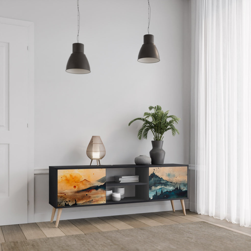 OMINOUS MOUNTAINS TV-Lowboard mit 2 Türen in Schwarz