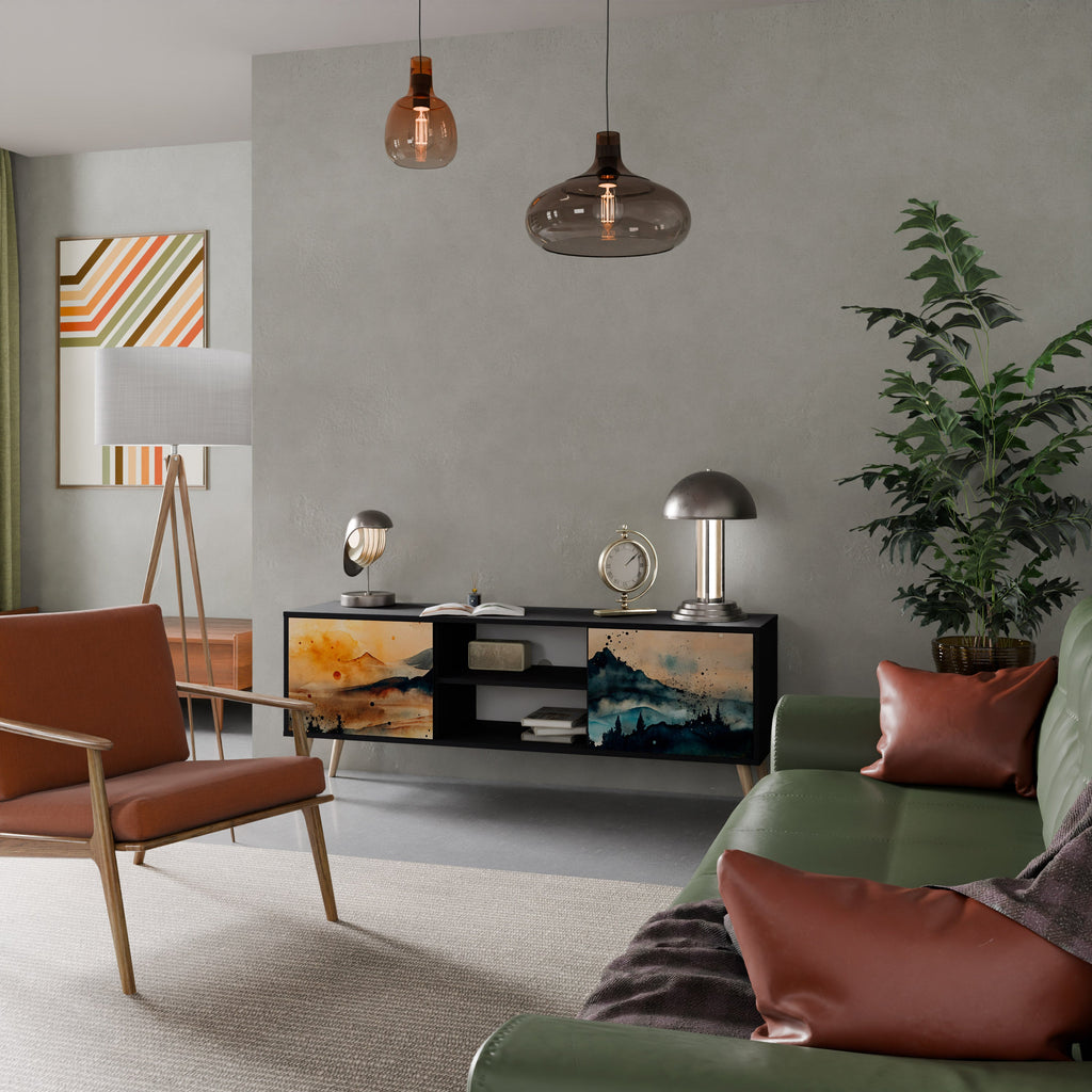 OMINOUS MOUNTAINS TV-Lowboard mit 2 Türen in Schwarz