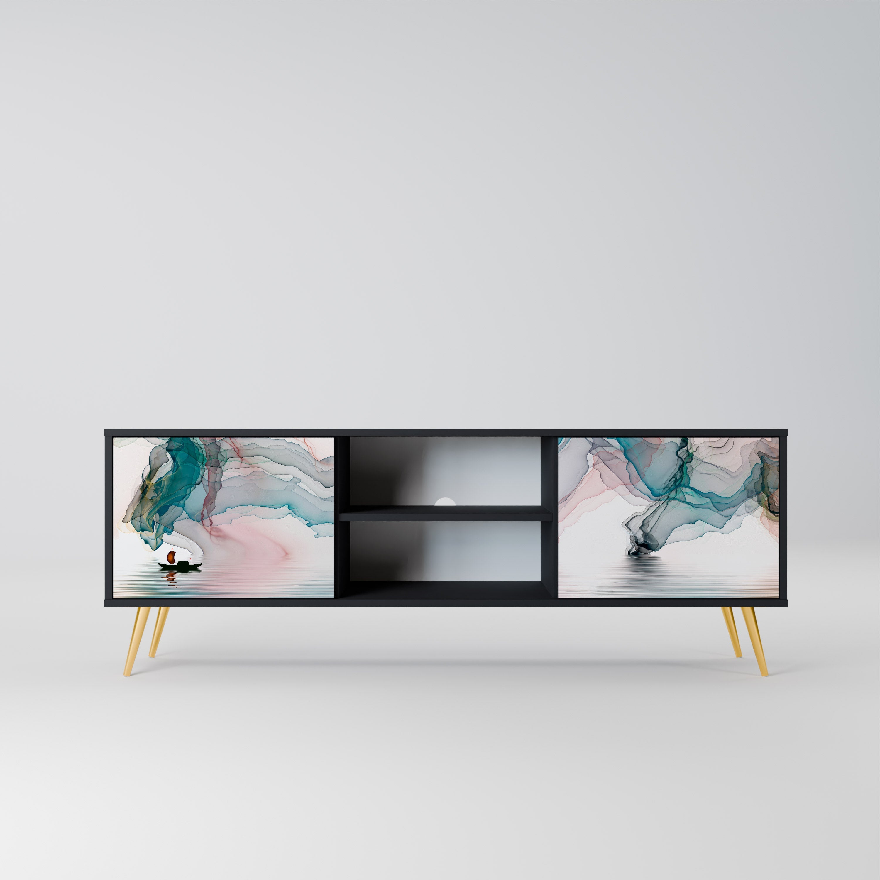 VELVET CROSSING TV-Lowboard mit 2 Türen in Schwarz