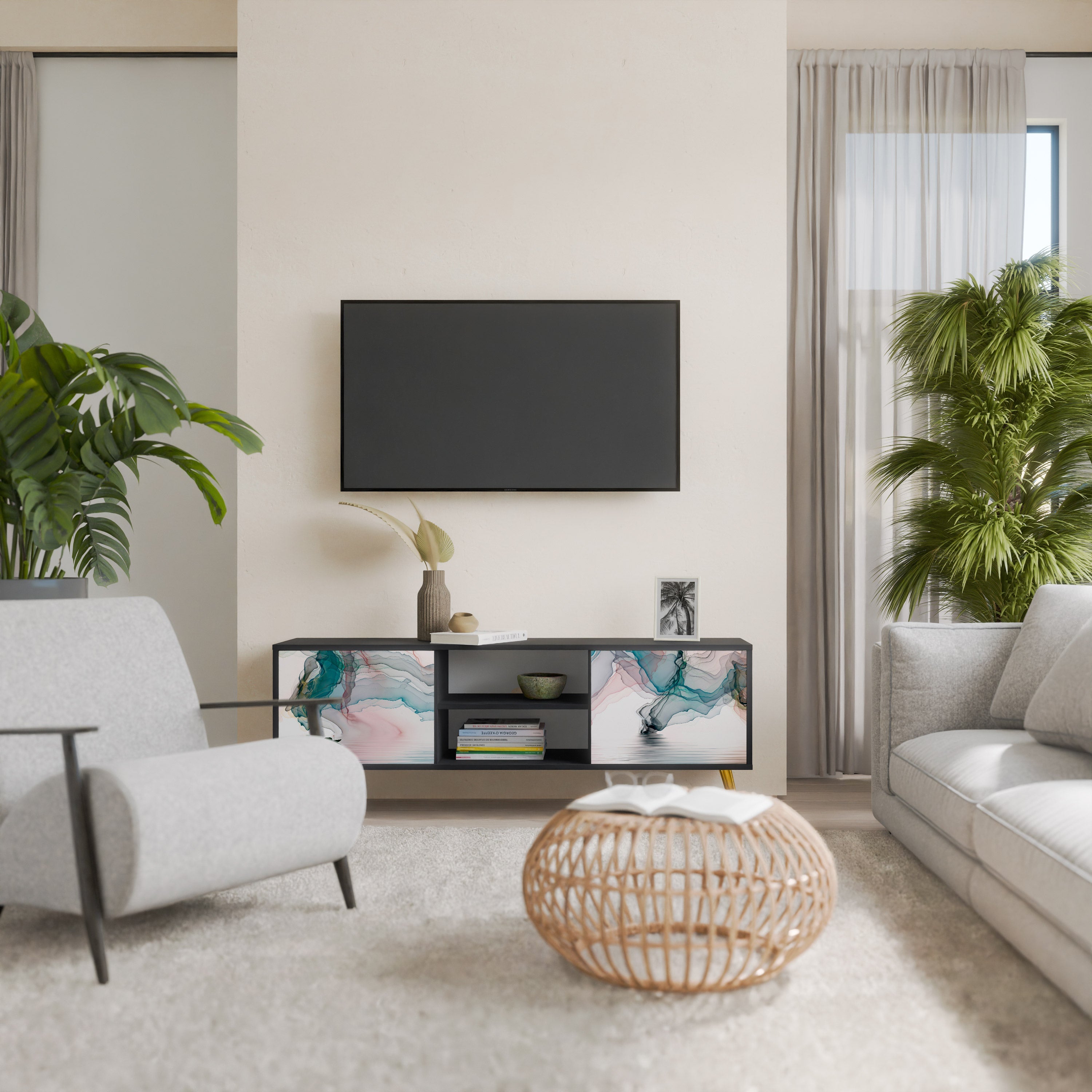 VELVET CROSSING TV-Lowboard mit 2 Türen in Schwarz