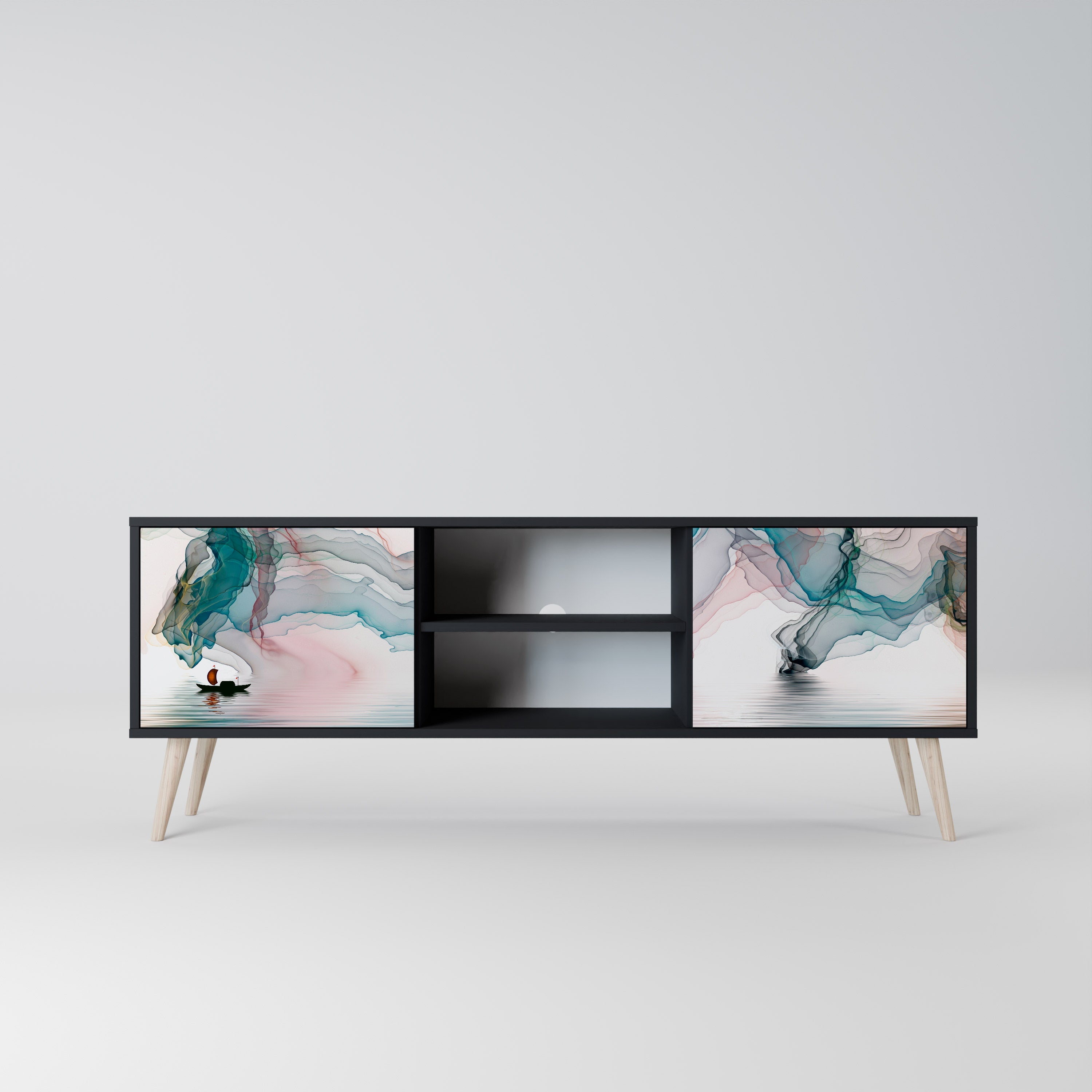 VELVET CROSSING TV-Lowboard mit 2 Türen in Schwarz