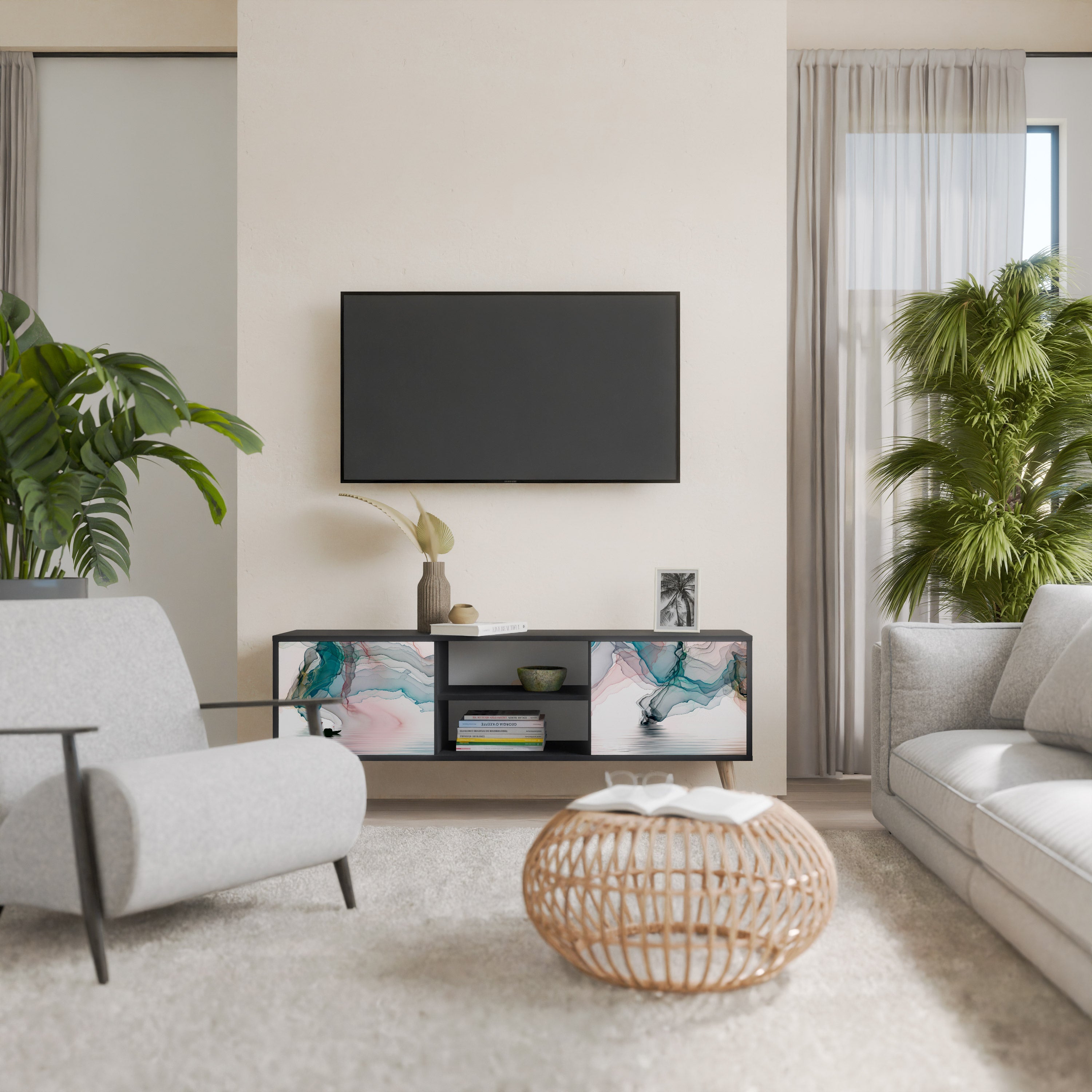 VELVET CROSSING TV-Lowboard mit 2 Türen in Schwarz