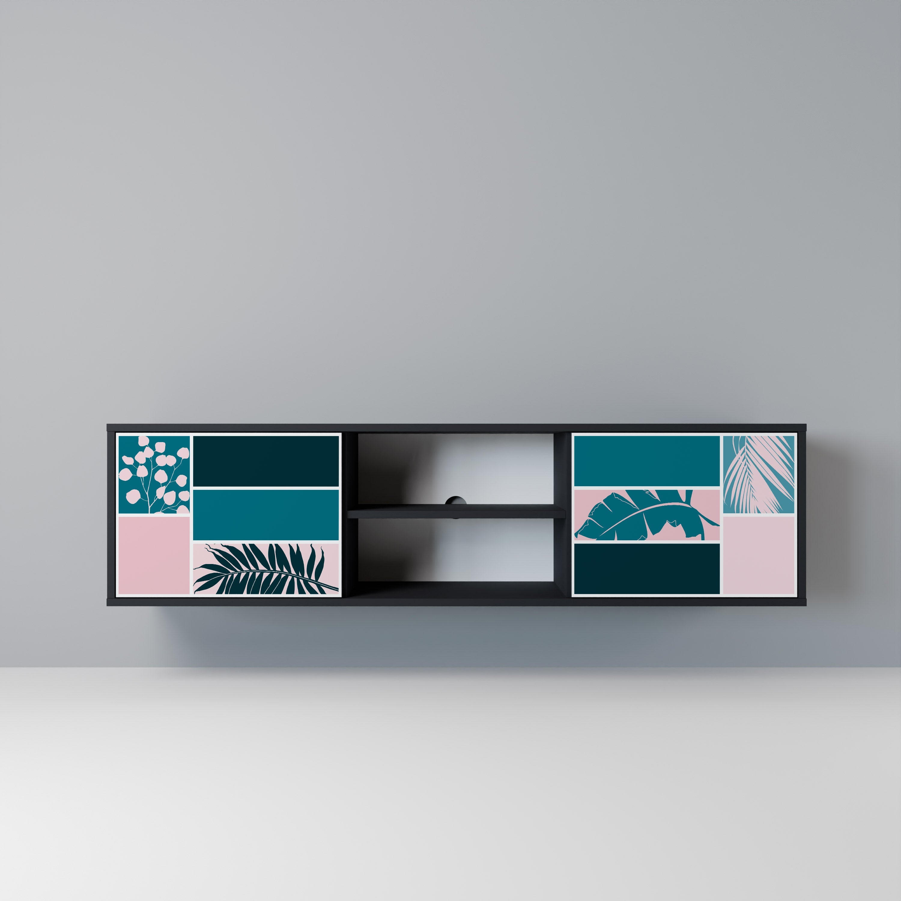 COMBINATION OF SHAPES TV-Lowboard mit 2 Türen in Schwarz