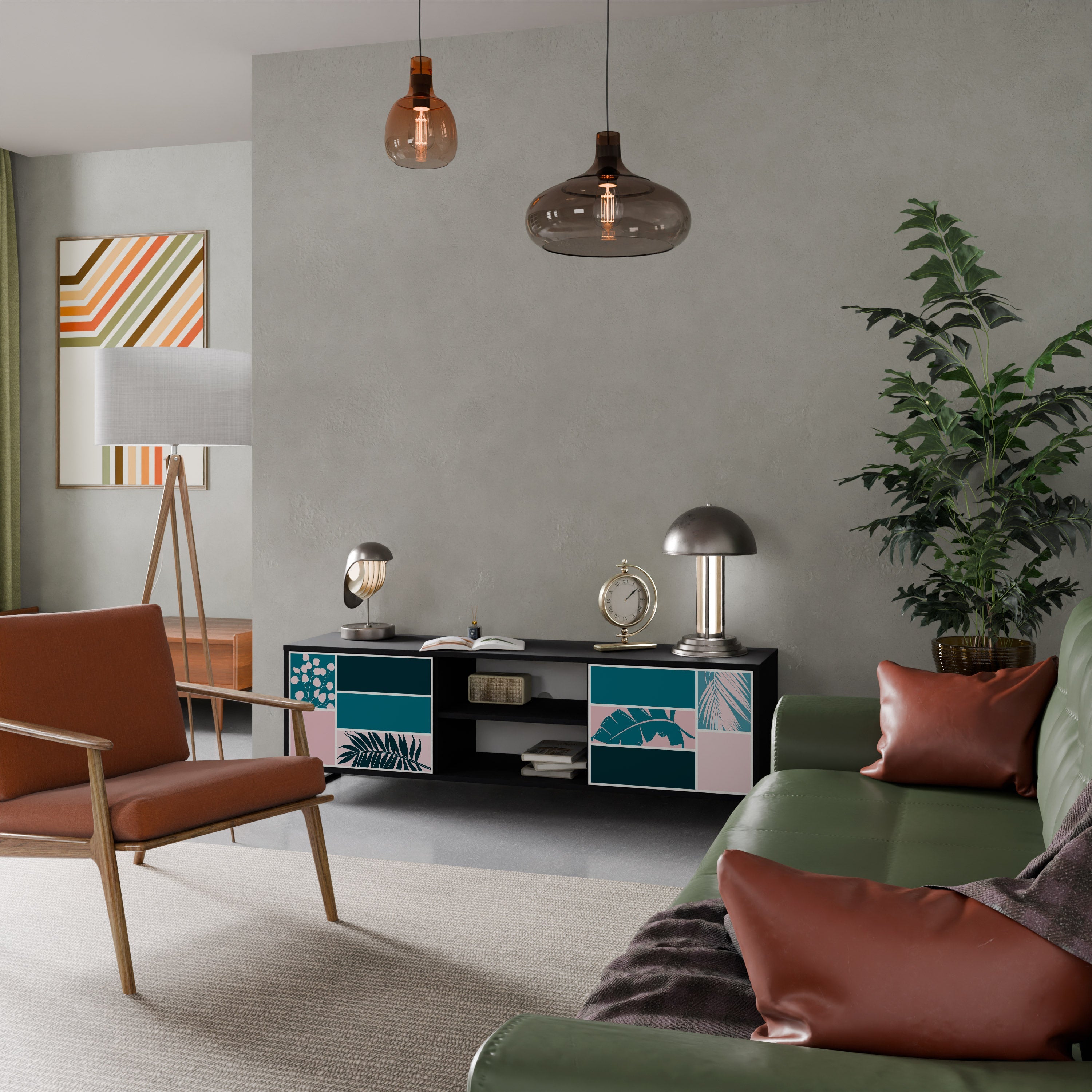 COMBINATION OF SHAPES TV-Lowboard mit 2 Türen in Schwarz