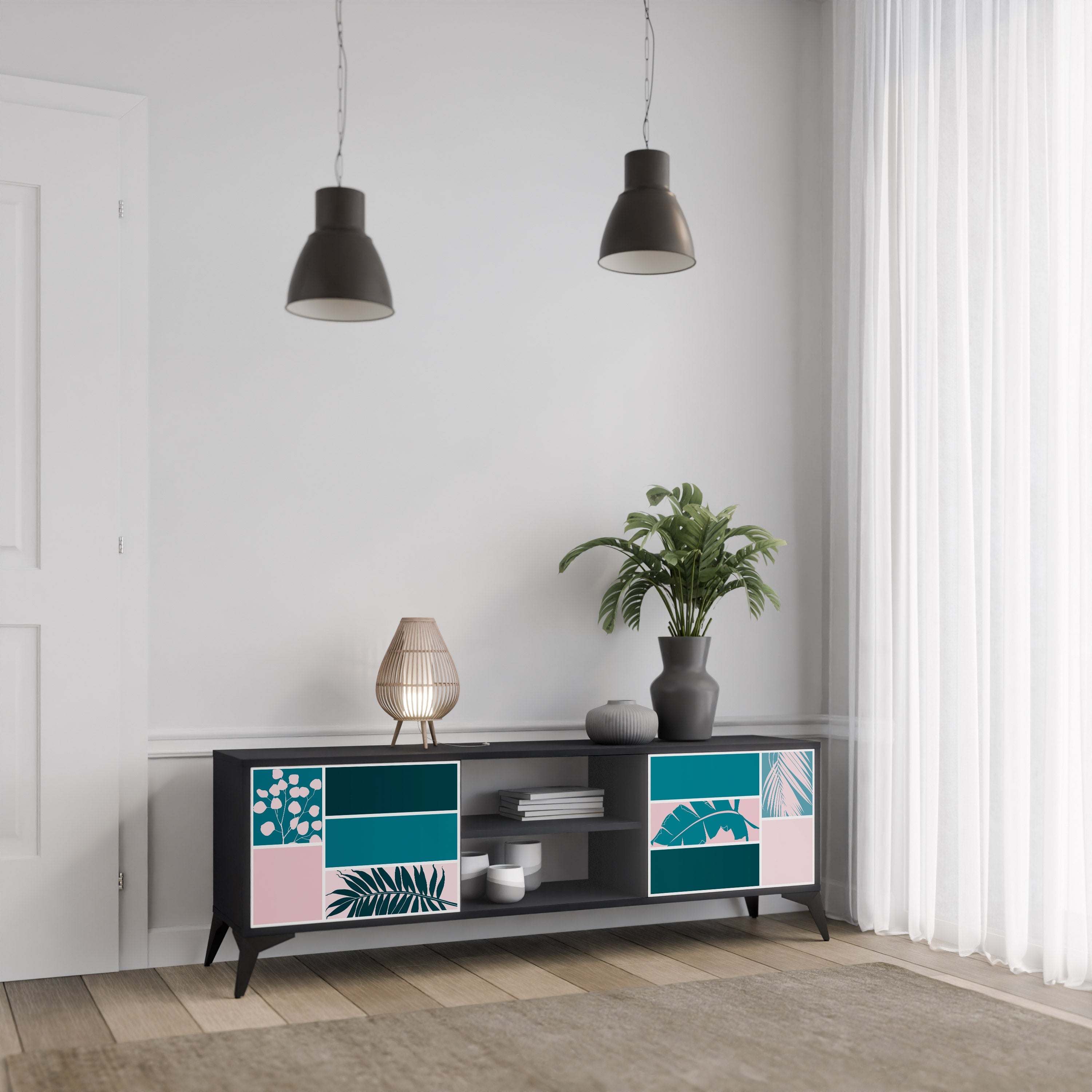 COMBINATION OF SHAPES TV-Lowboard mit 2 Türen in Schwarz