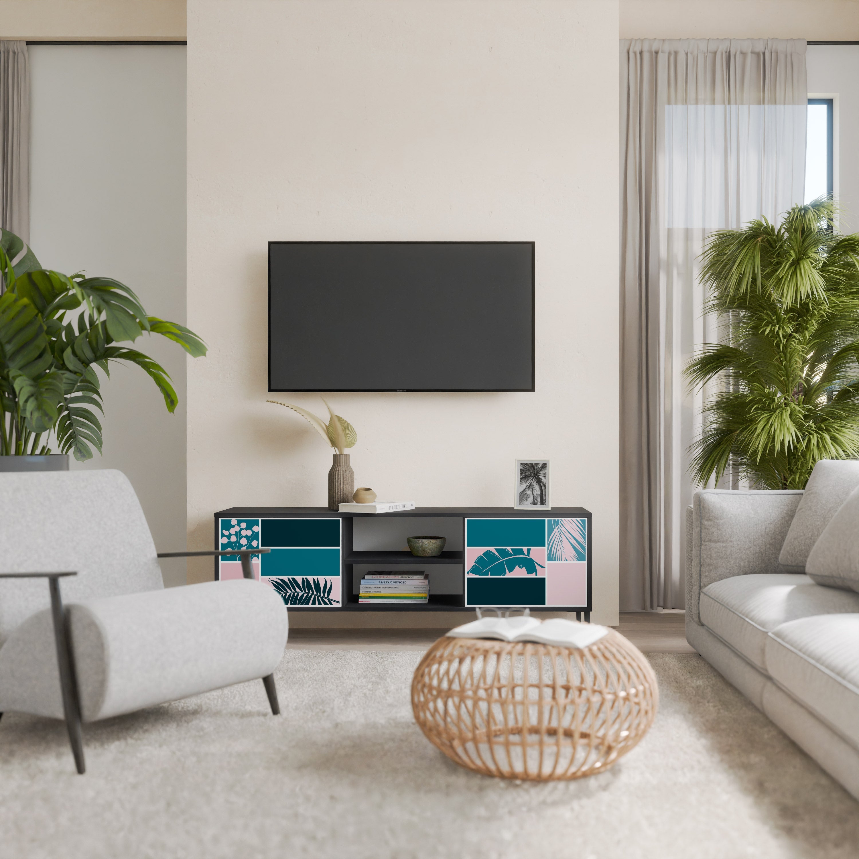 COMBINATION OF SHAPES TV-Lowboard mit 2 Türen in Schwarz