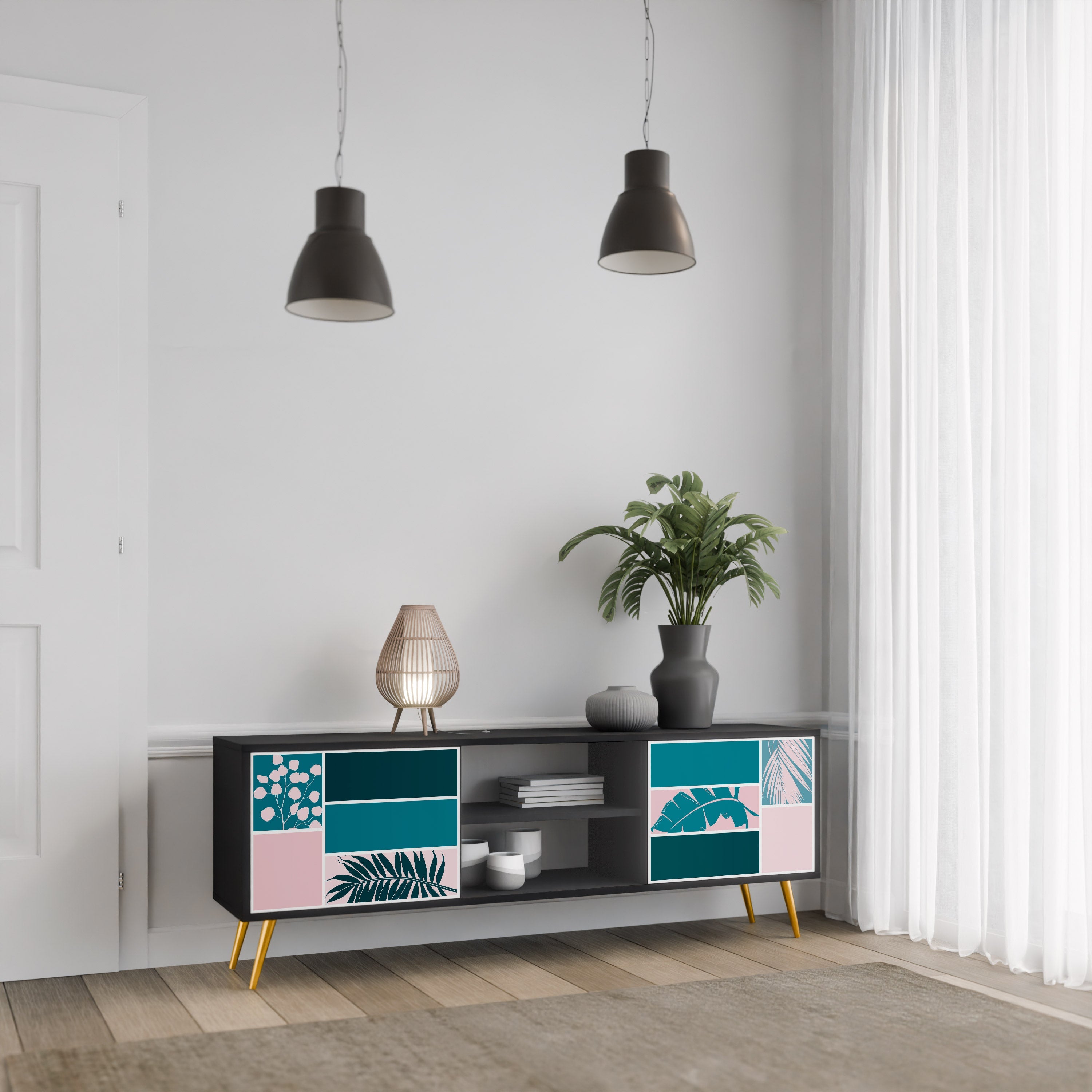 COMBINATION OF SHAPES TV-Lowboard mit 2 Türen in Schwarz