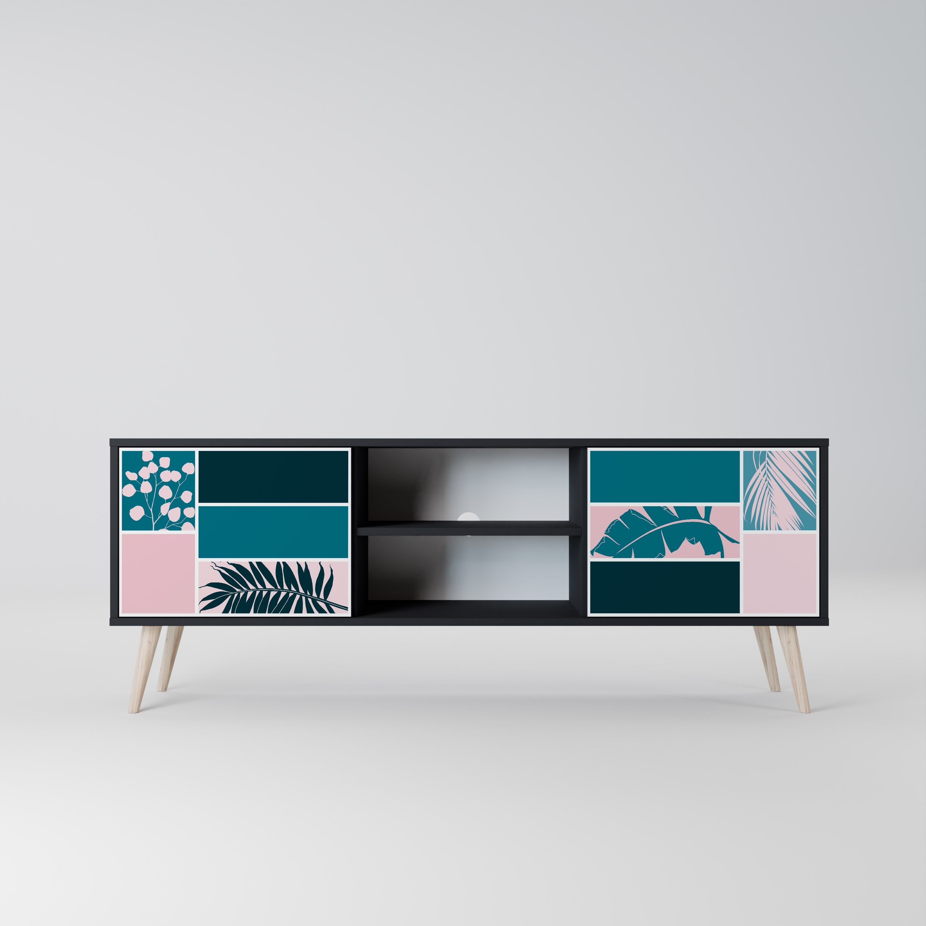 COMBINATION OF SHAPES TV-Lowboard mit 2 Türen in Schwarz