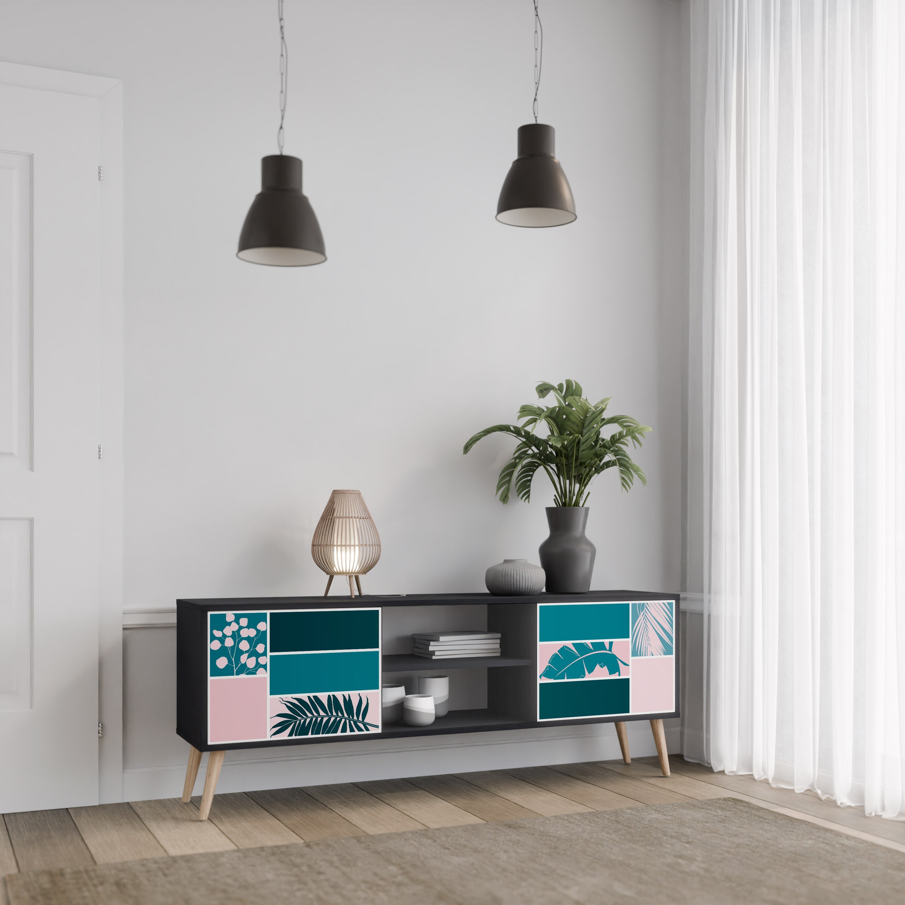 COMBINATION OF SHAPES TV-Lowboard mit 2 Türen in Schwarz