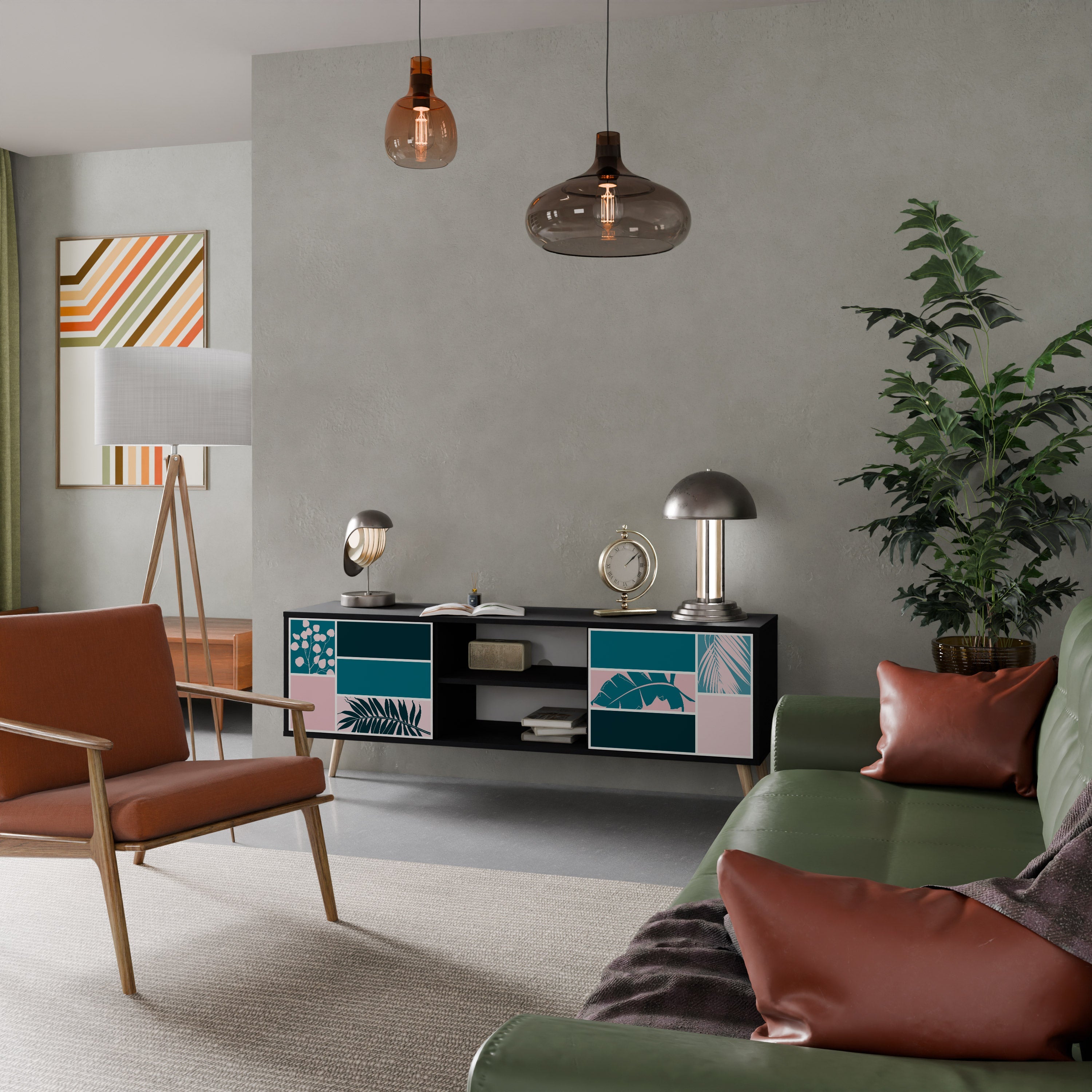 COMBINATION OF SHAPES TV-Lowboard mit 2 Türen in Schwarz