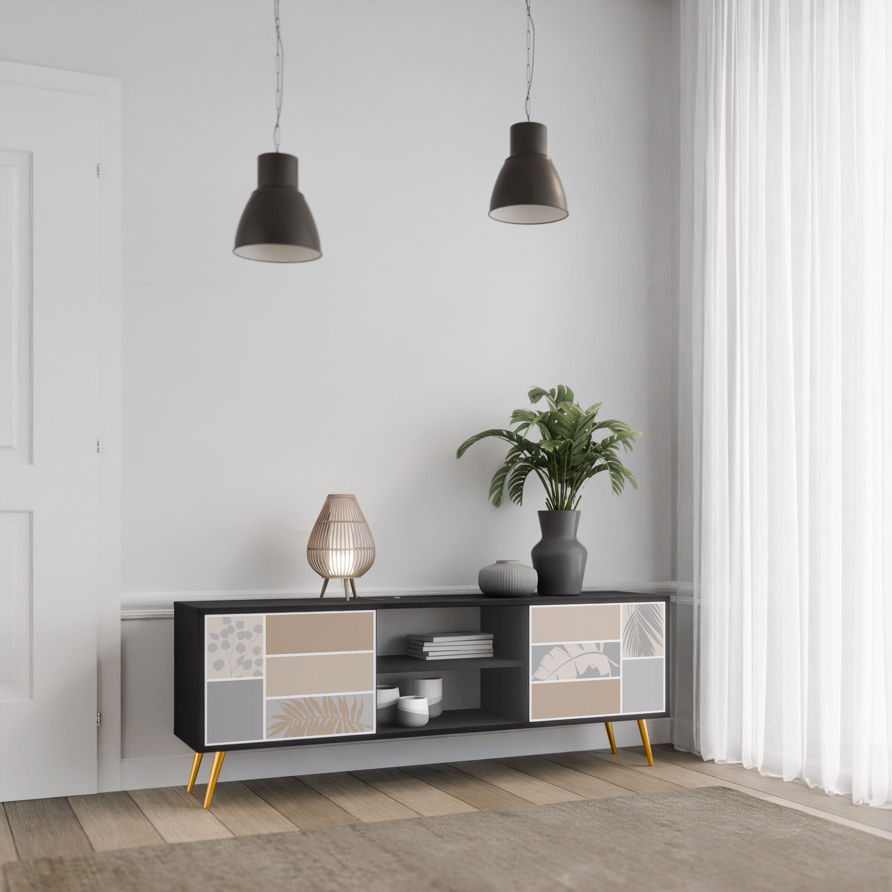 TROPICAL SHAPES TV-Lowboard mit 2 Türen in Schwarz